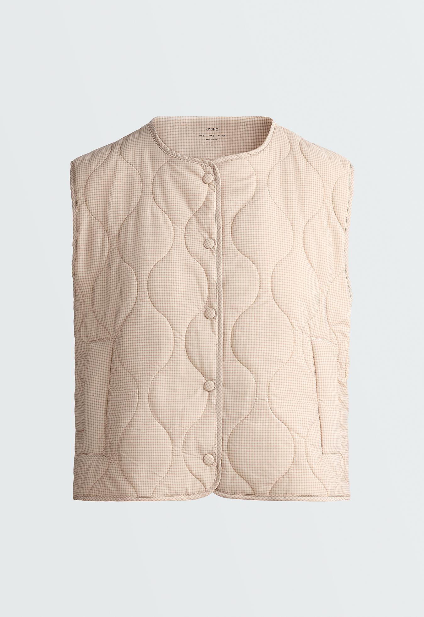 FELLEX® AEROGEL padded gingham gilet — BEIGE