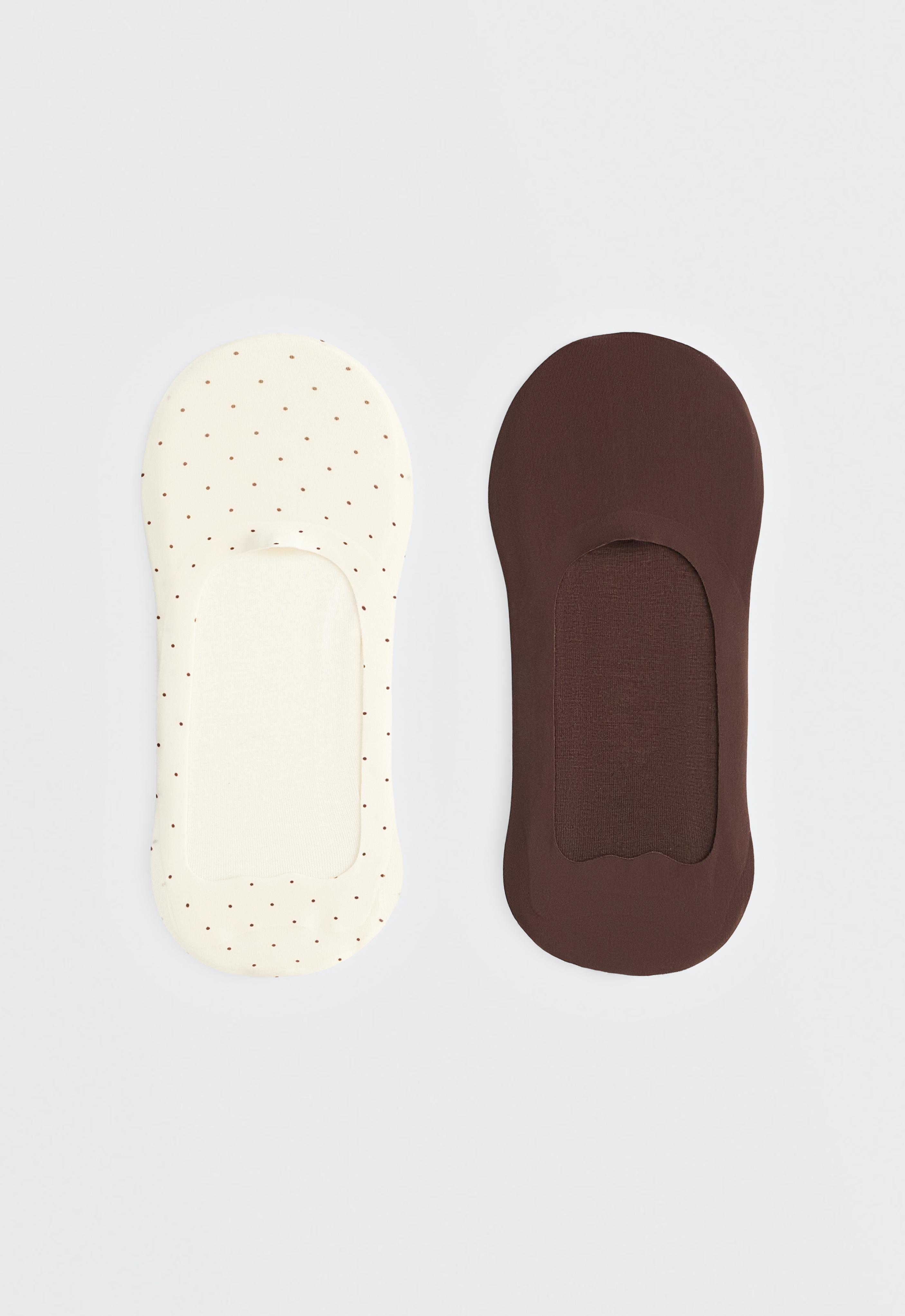 2-pack medium-cut invisible microfibre socks — BROWN