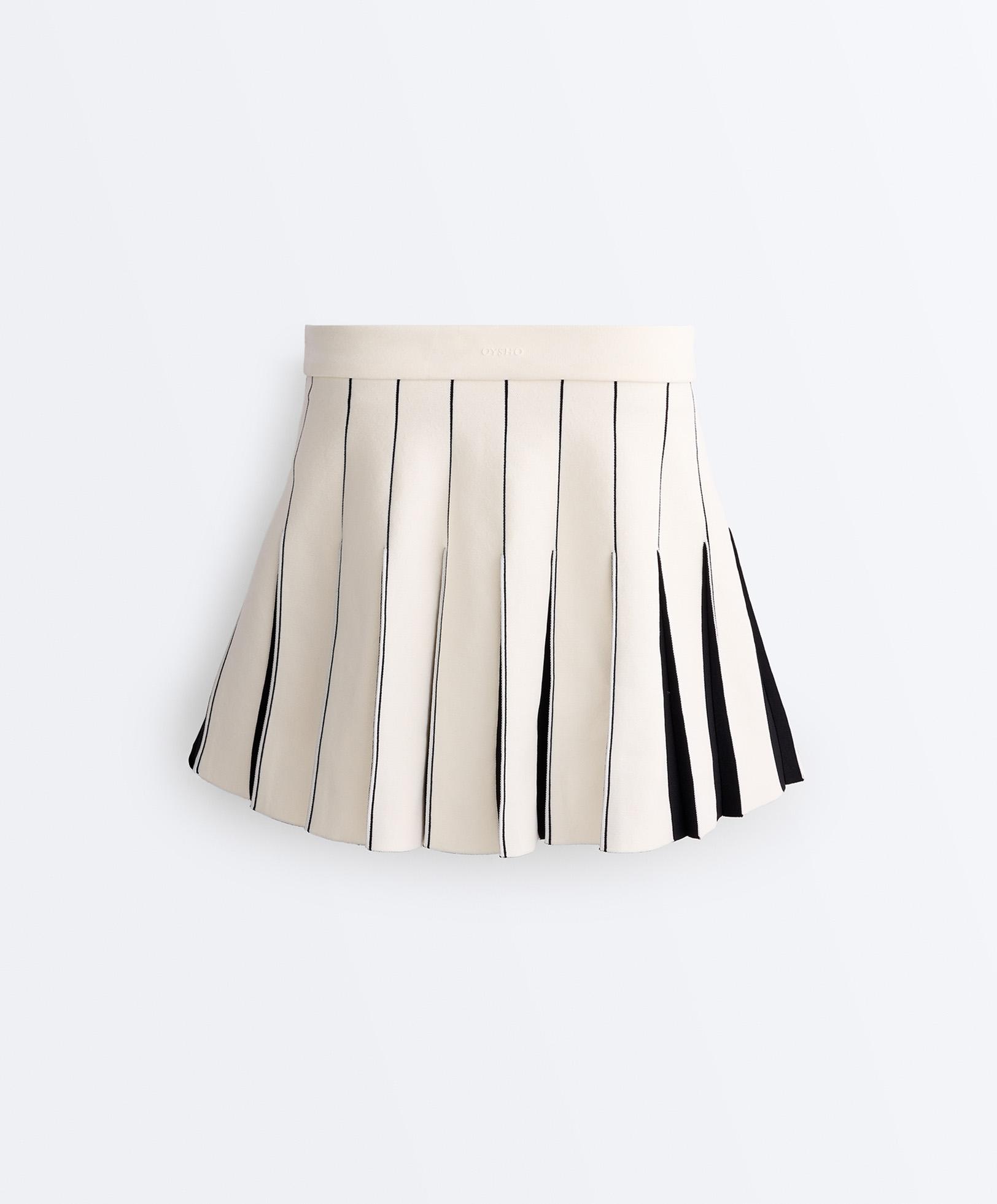Short high rise seamless pleated skirt — PALE ECRU