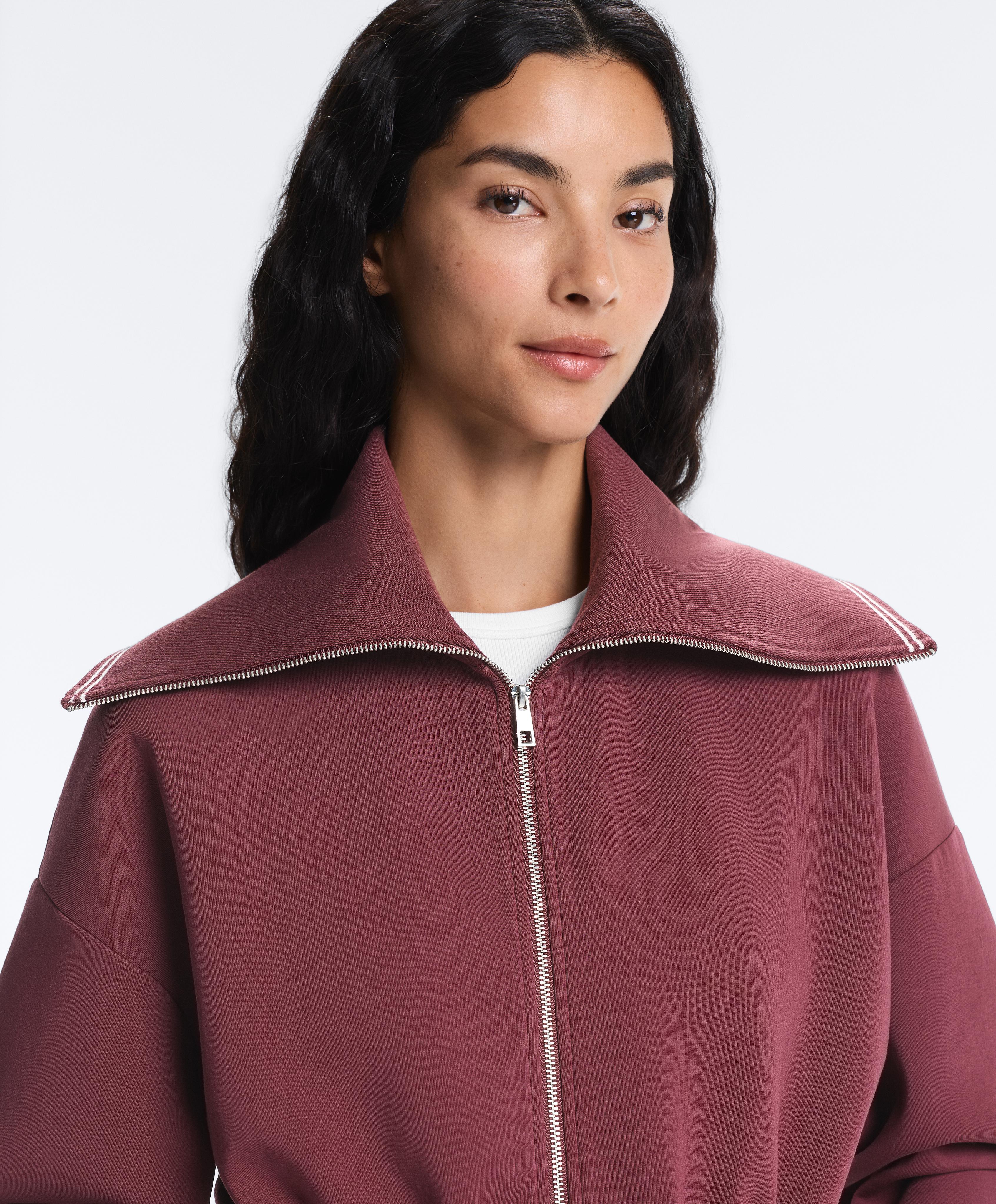 Long cotton blend high-neck jacket — CHERRY