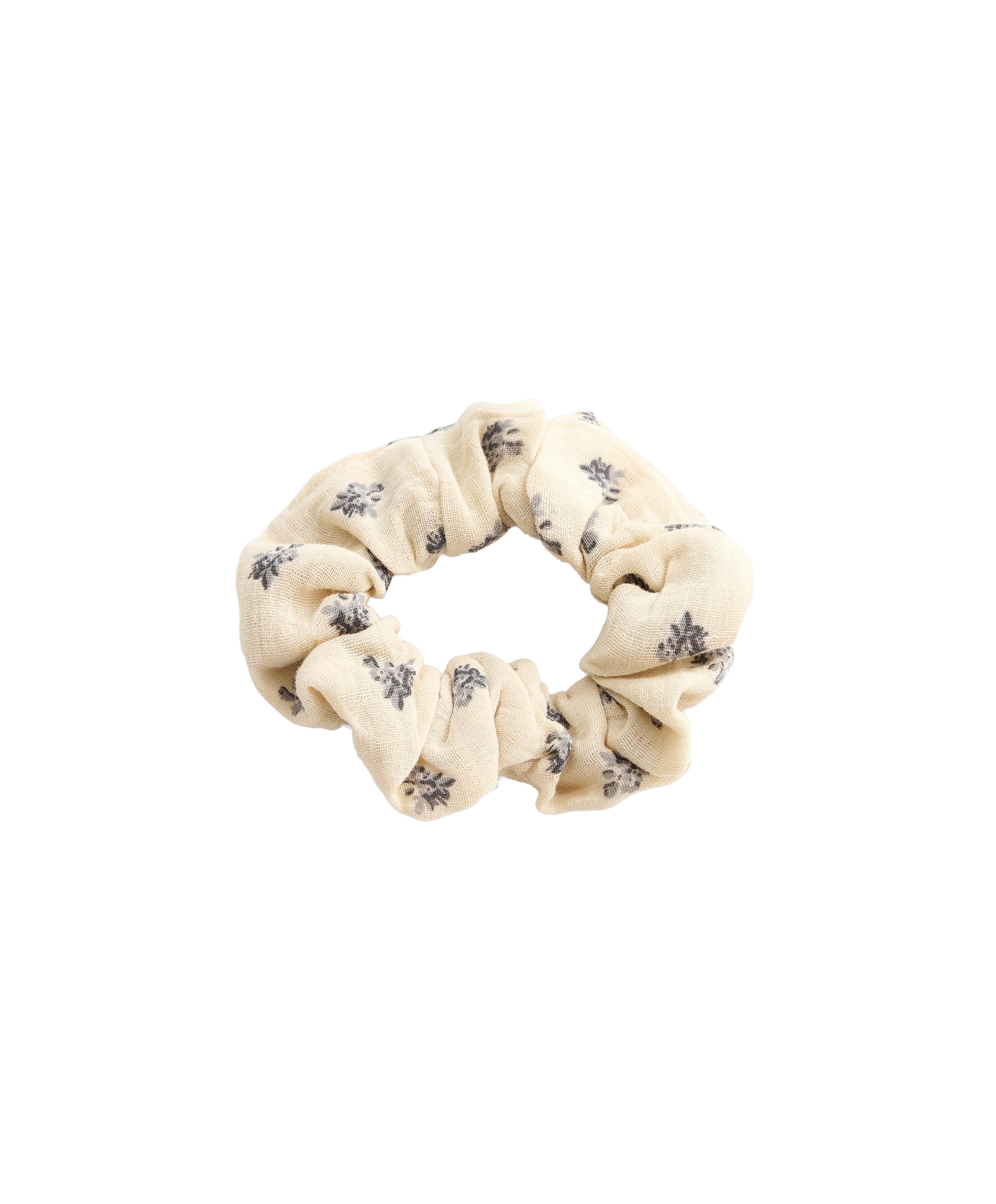 2 floral 100% cotton scrunchies — WASHED BLUE