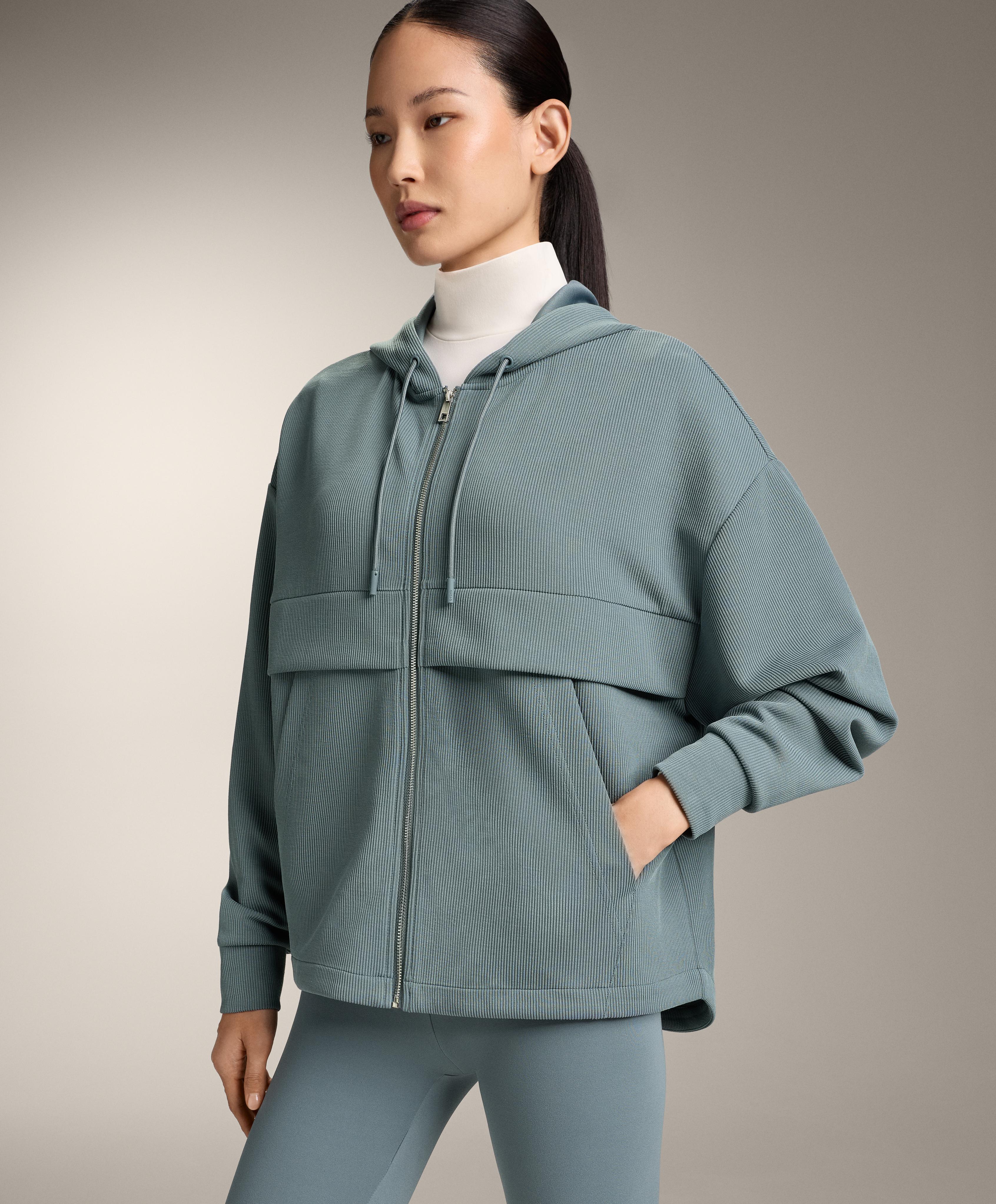 Ribbed zip-up sweatshirt with soft-touch modal