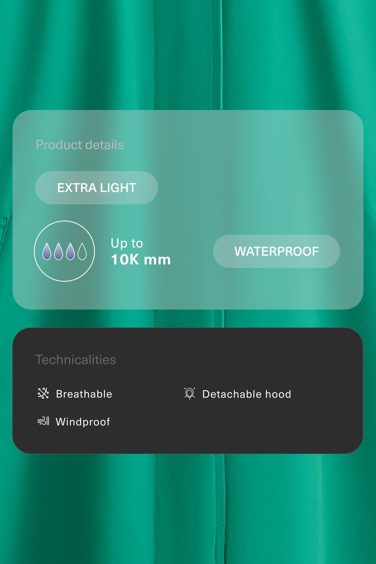 Midi extra lightweight 10k waterproof jacket — EMERALD GREEN