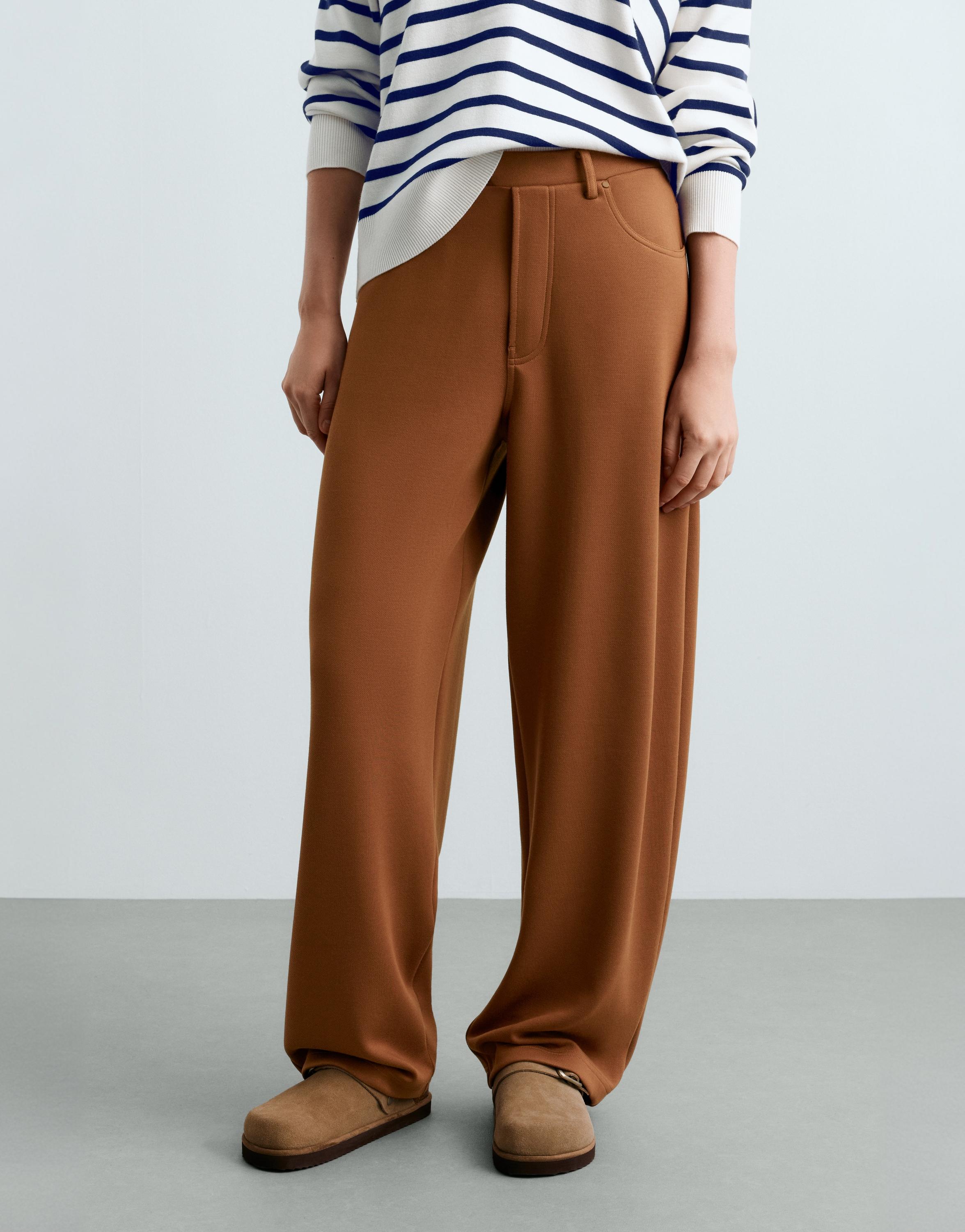 5-pocket straight-leg trousers — COGNAC