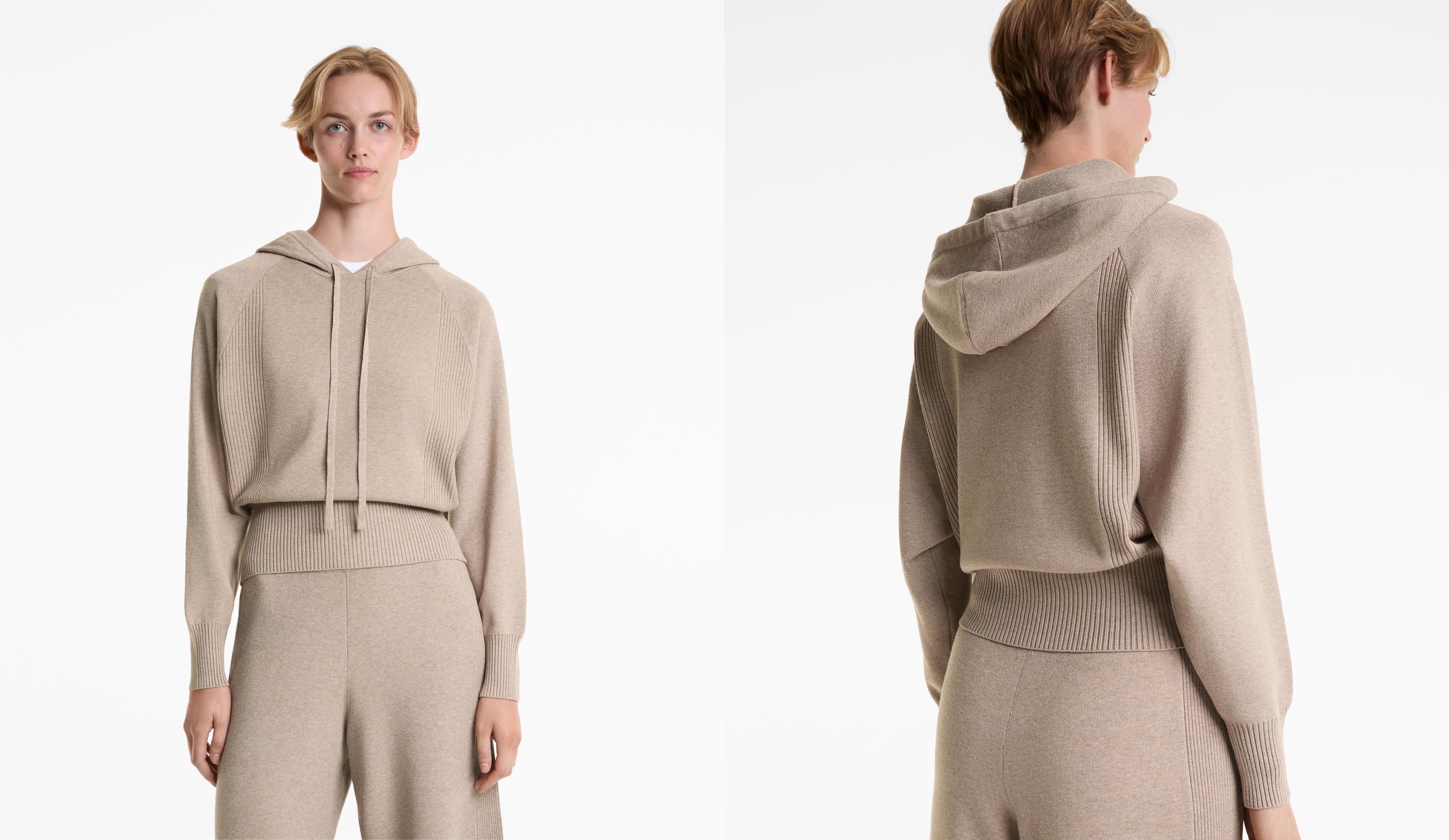 Fitted waist rib hoodie