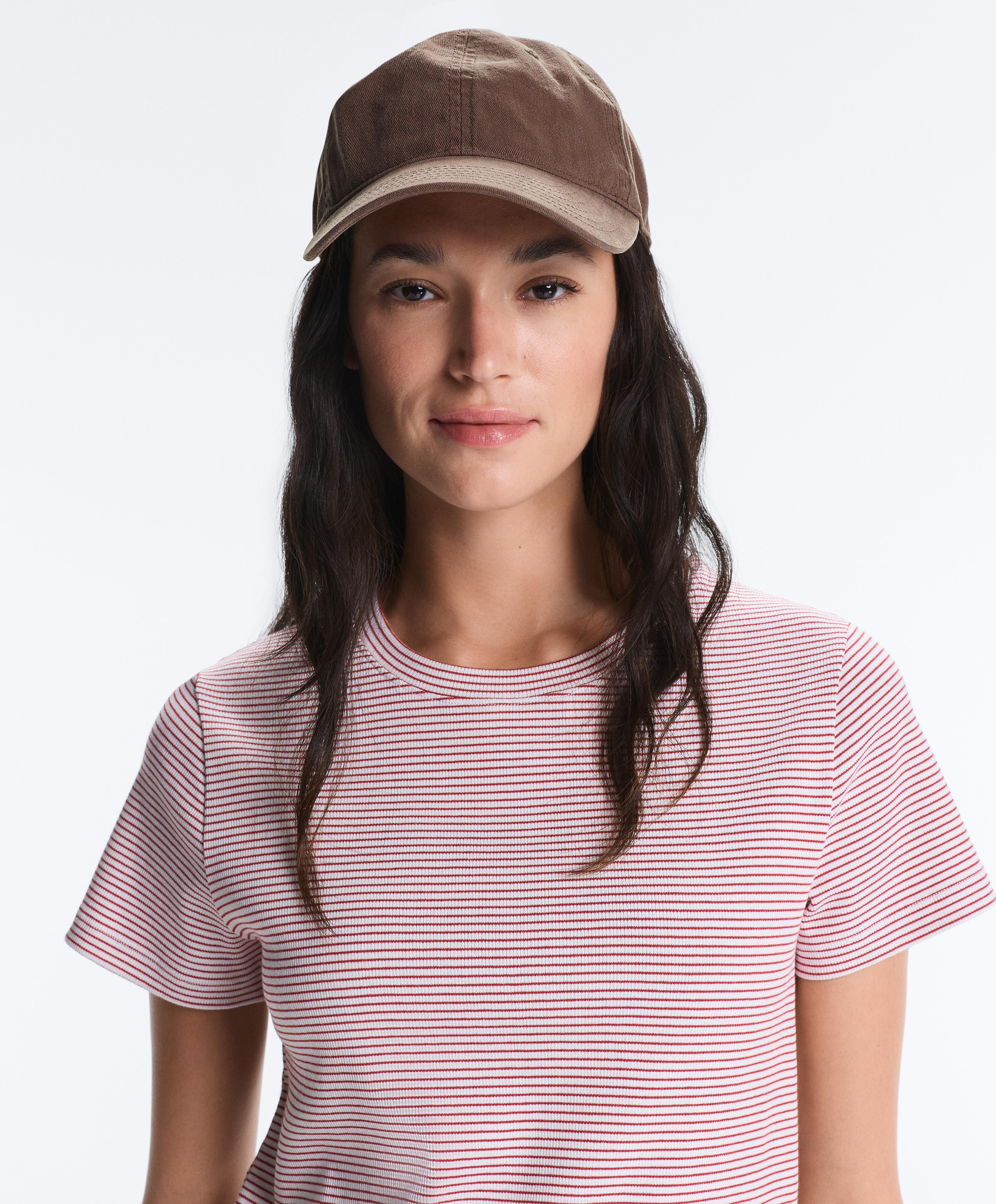Washed-effect 100% cotton cap with tie — BROWN