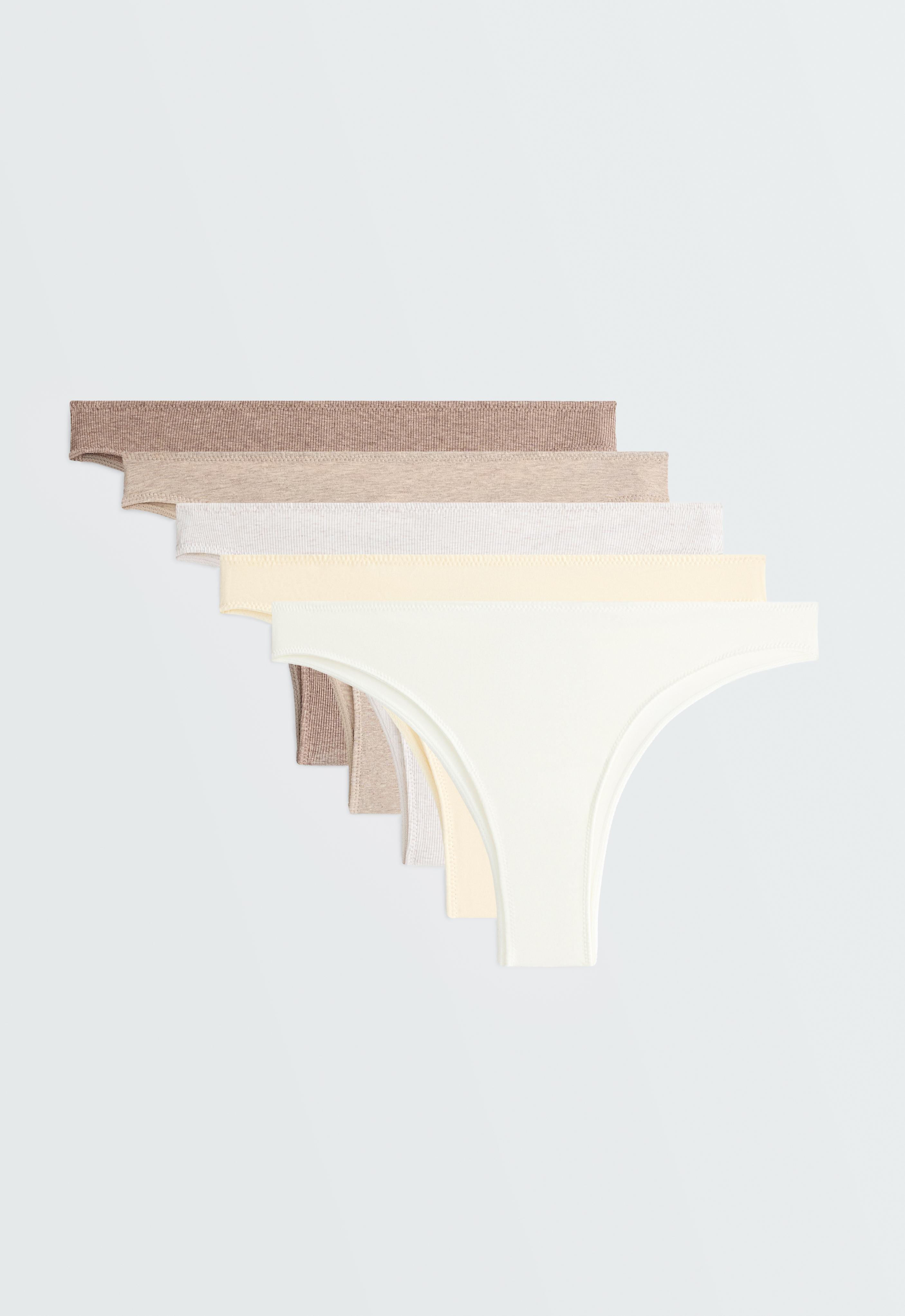 5 rib cotton blend Brazilian briefs — TAN MELANGE