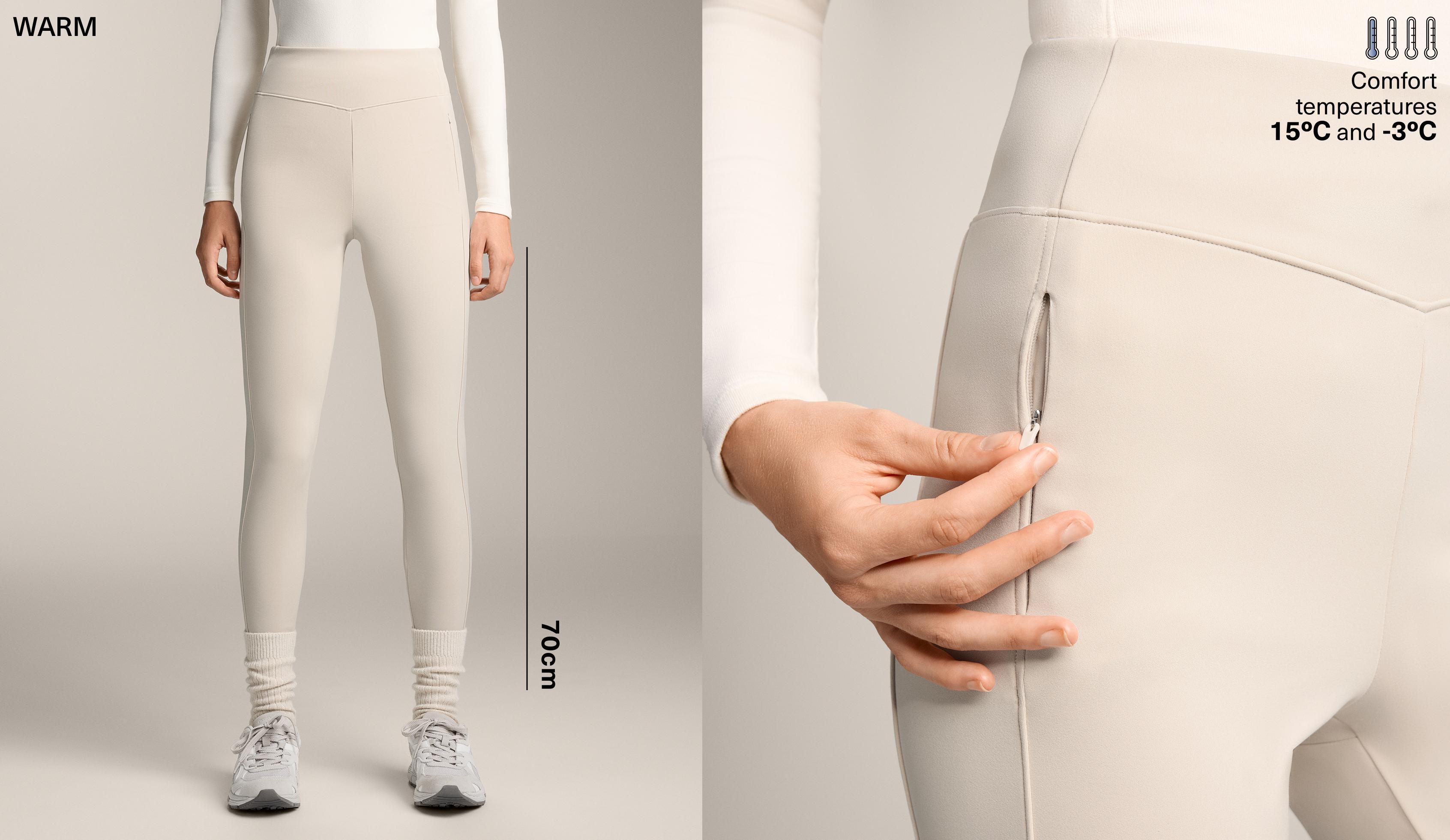Warm high-rise ankle-length leggings with pockets 70 cm — PALE MINK