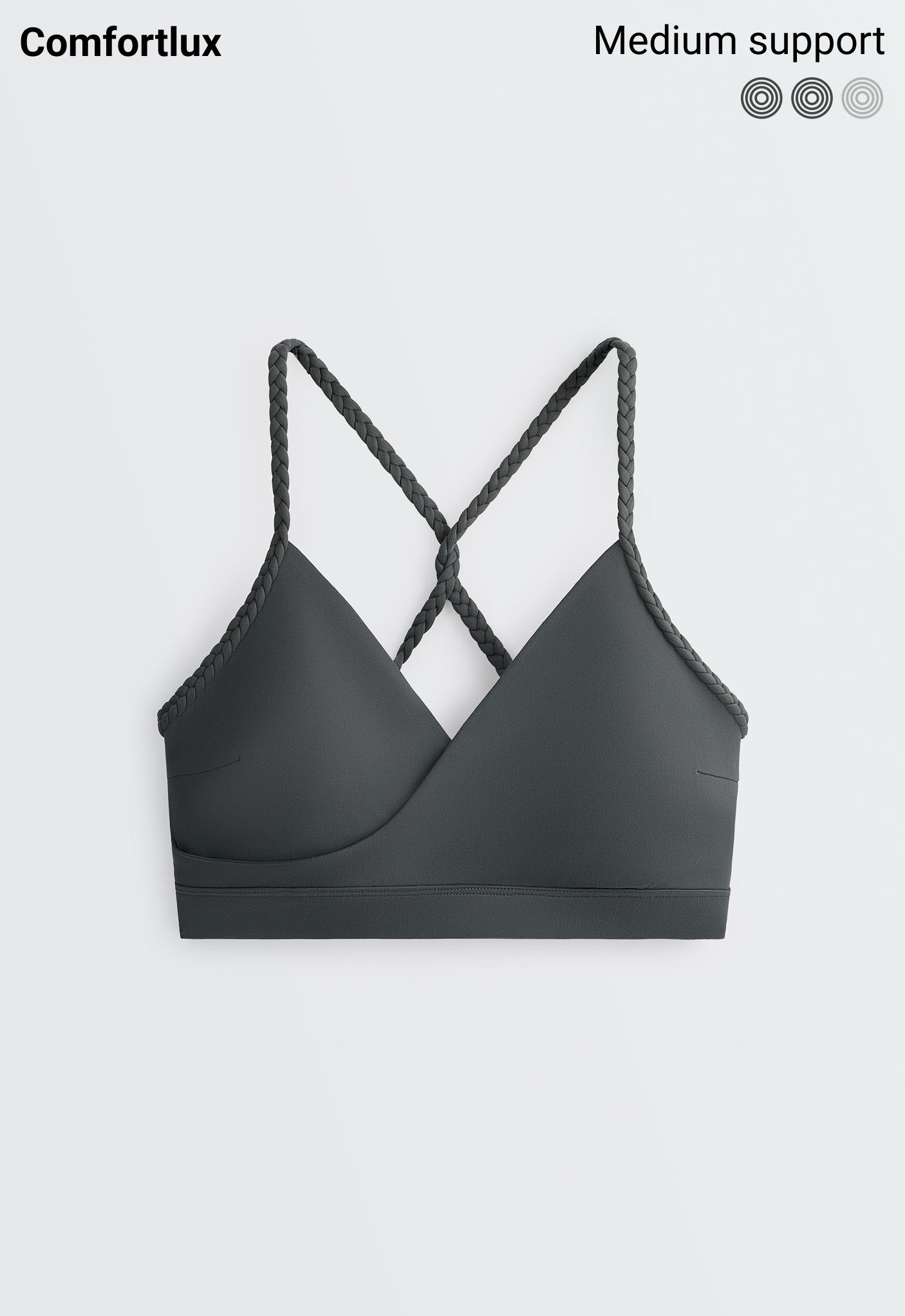 Medium-support braided Comfortlux sports bra — STEEL GREY