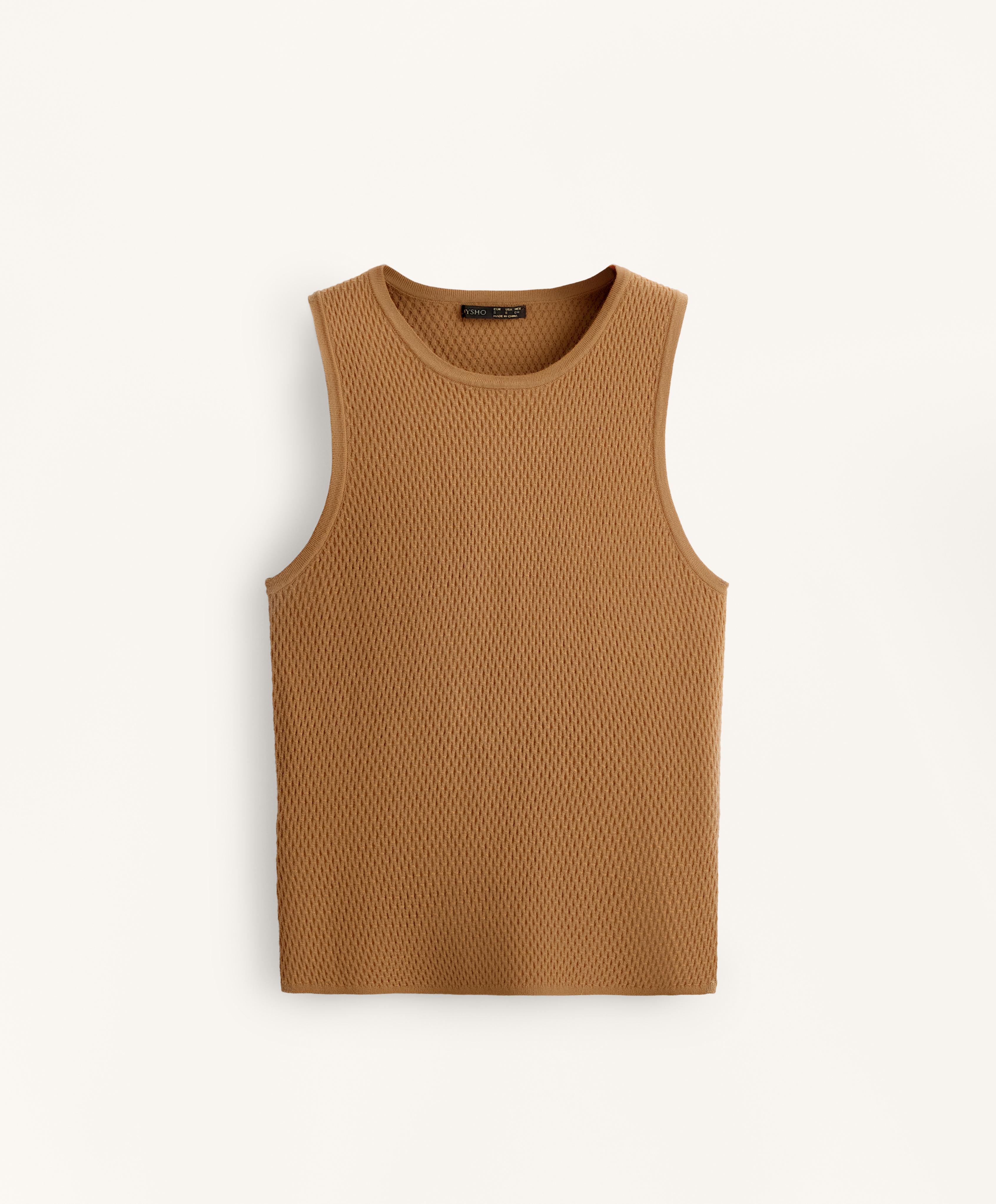 T-shirt sans manches en maille texturée