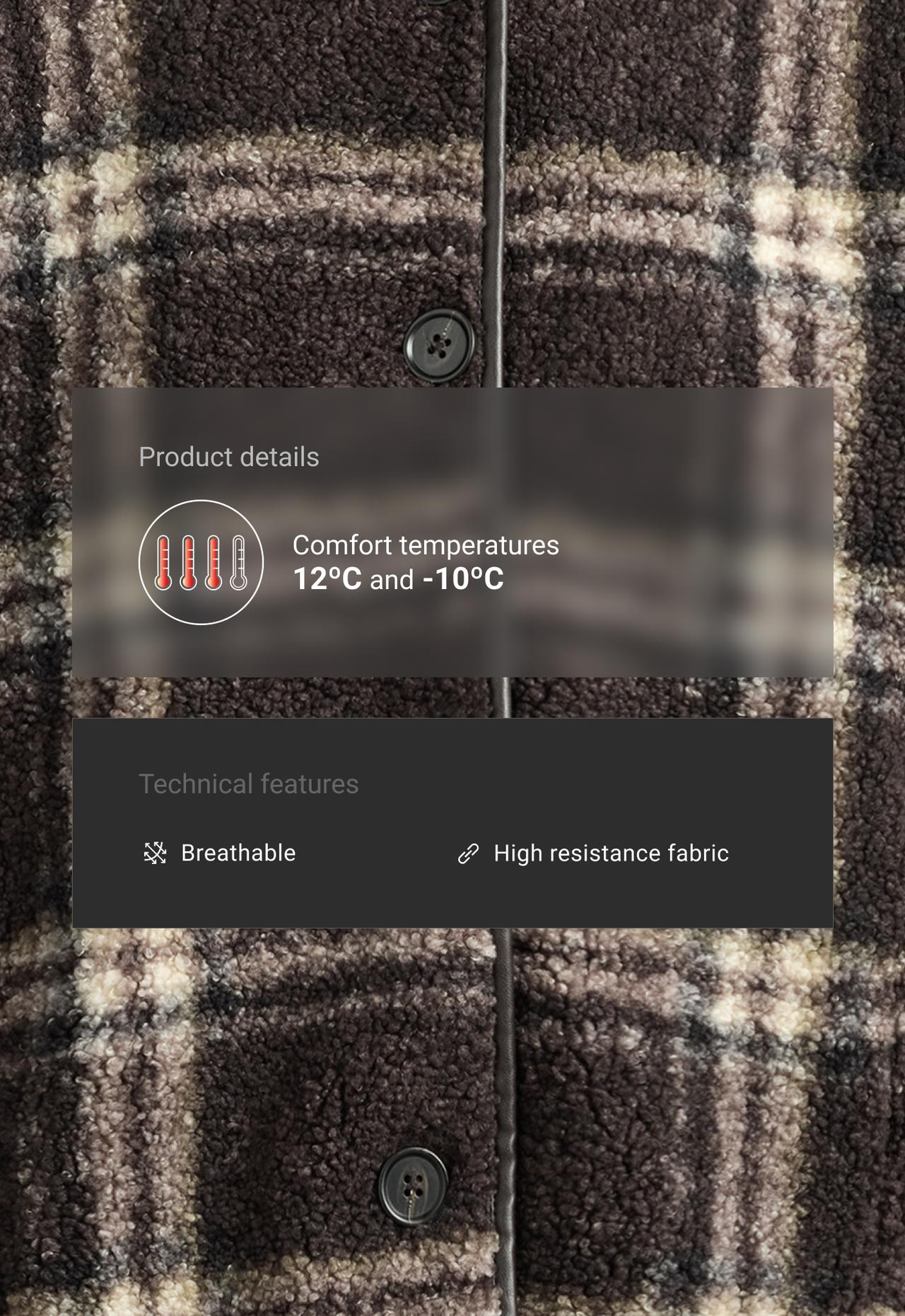 Checked faux-shearling jacket — DARK BROWN