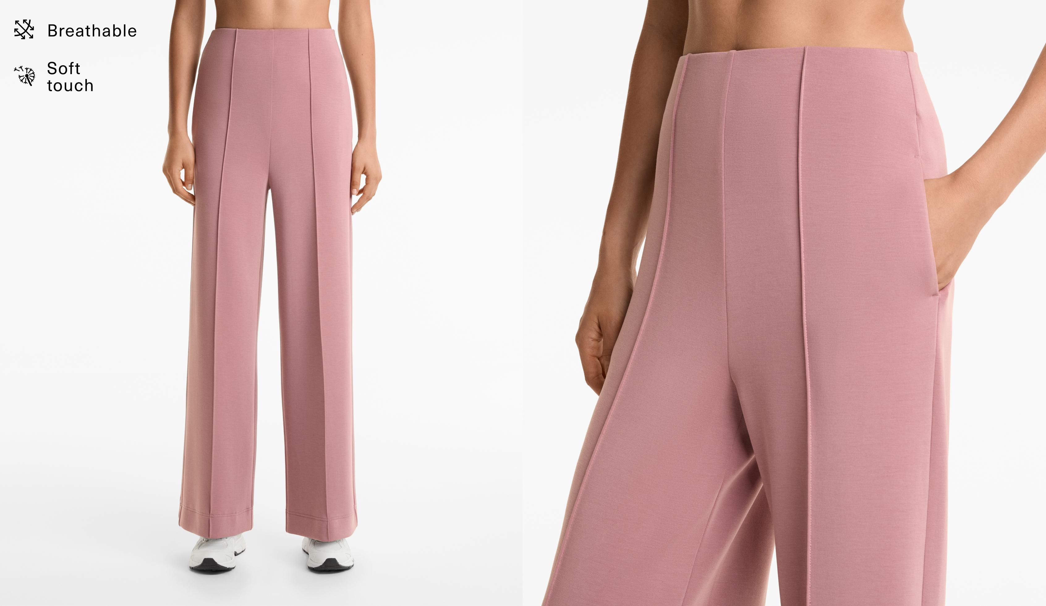 Straight-leg trousers with soft-touch modal and crease