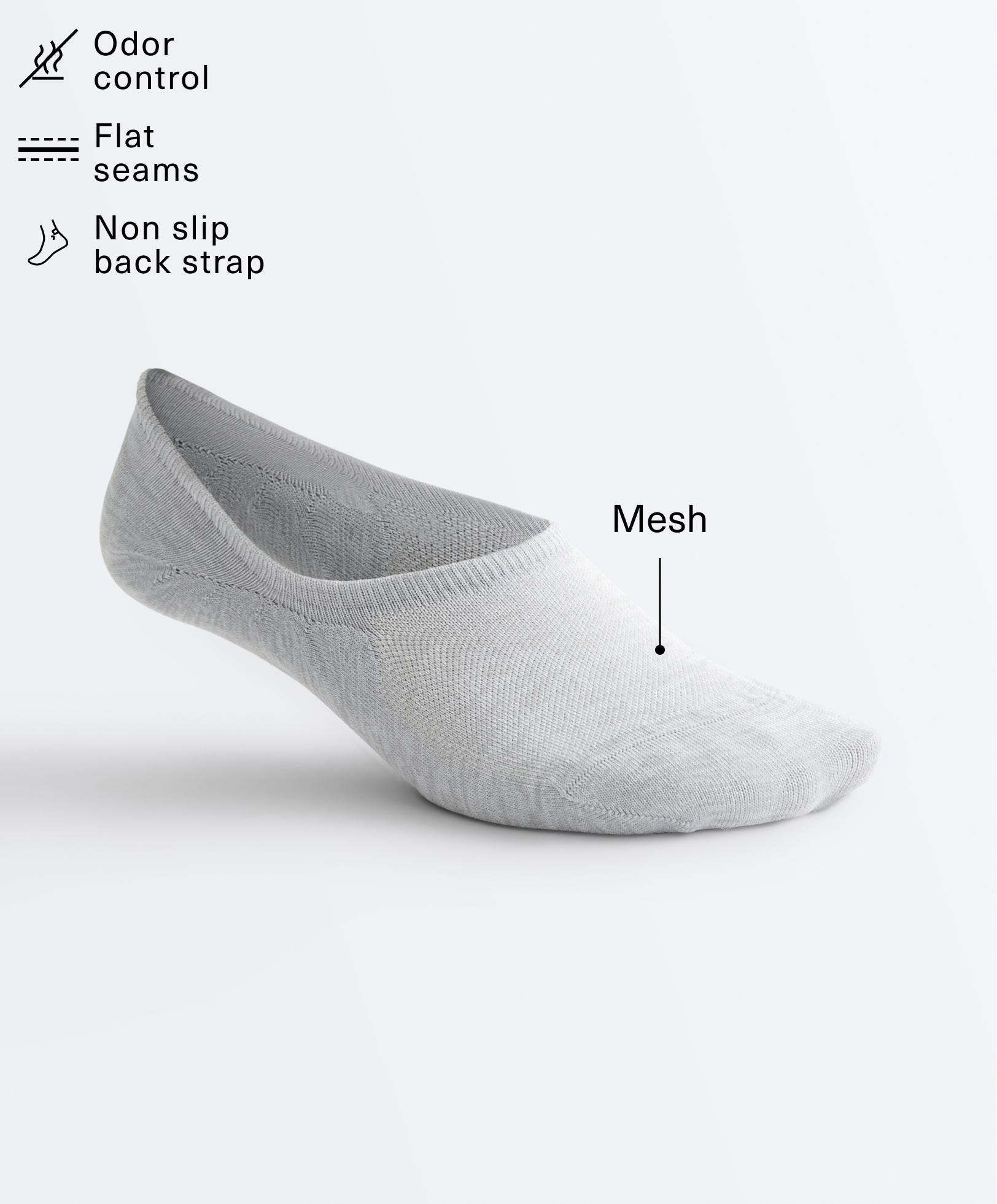 3 pairs of high-cut invisible polyamide blend sports socks — GREY