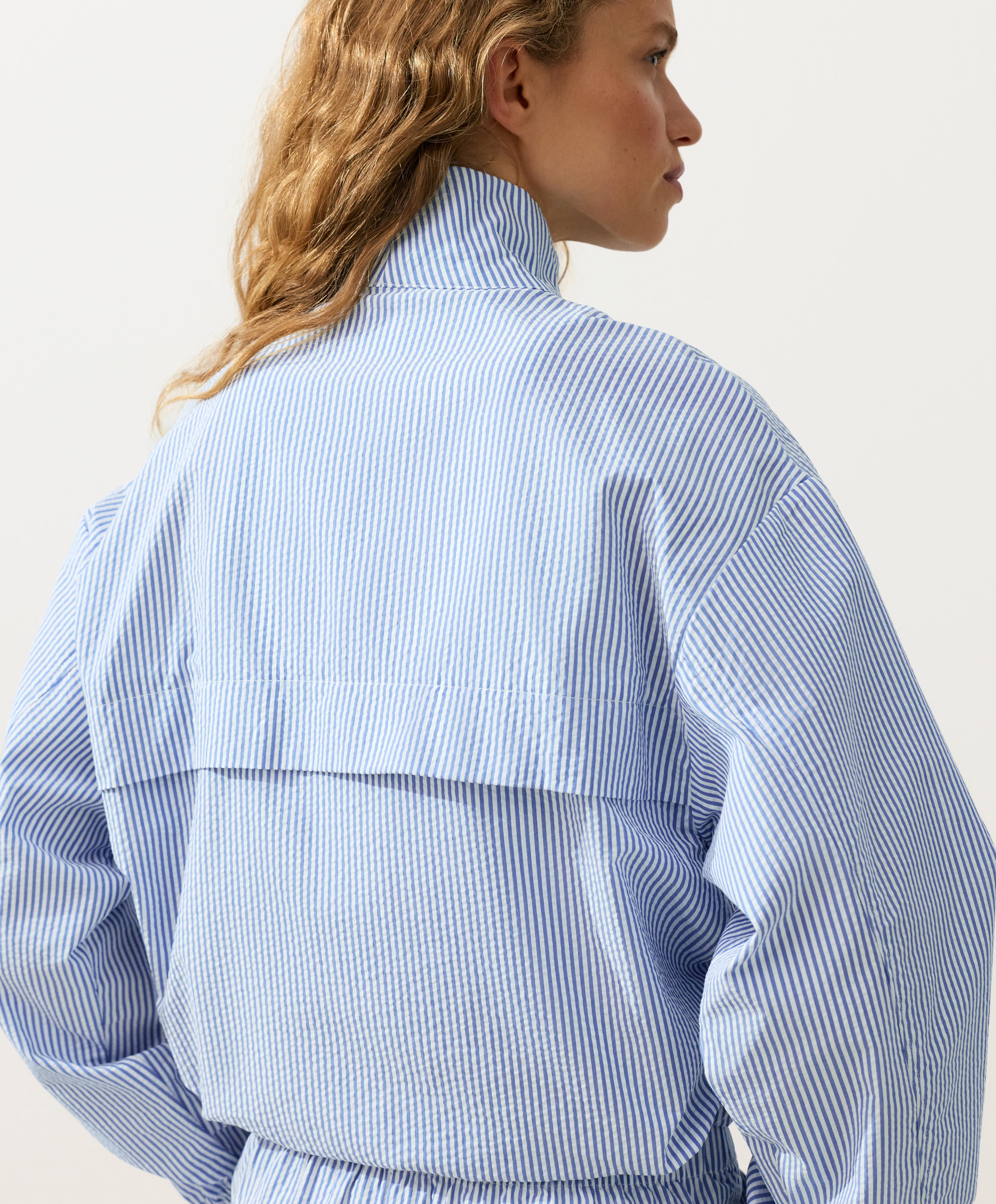 Cotton blend striped Track jacket — PALE BLUE