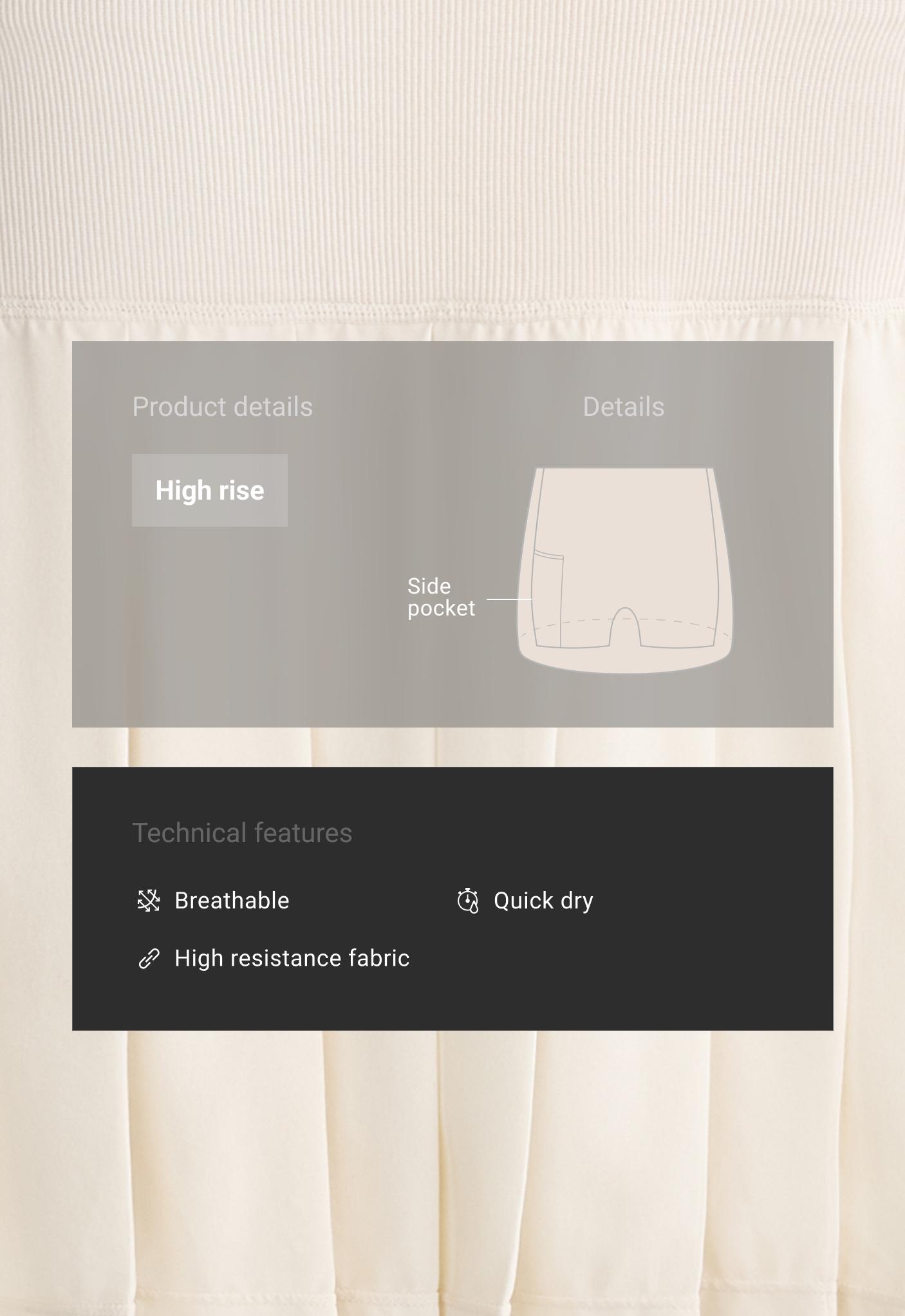 Pleated high-rise seamless short skirt — PALE ECRU