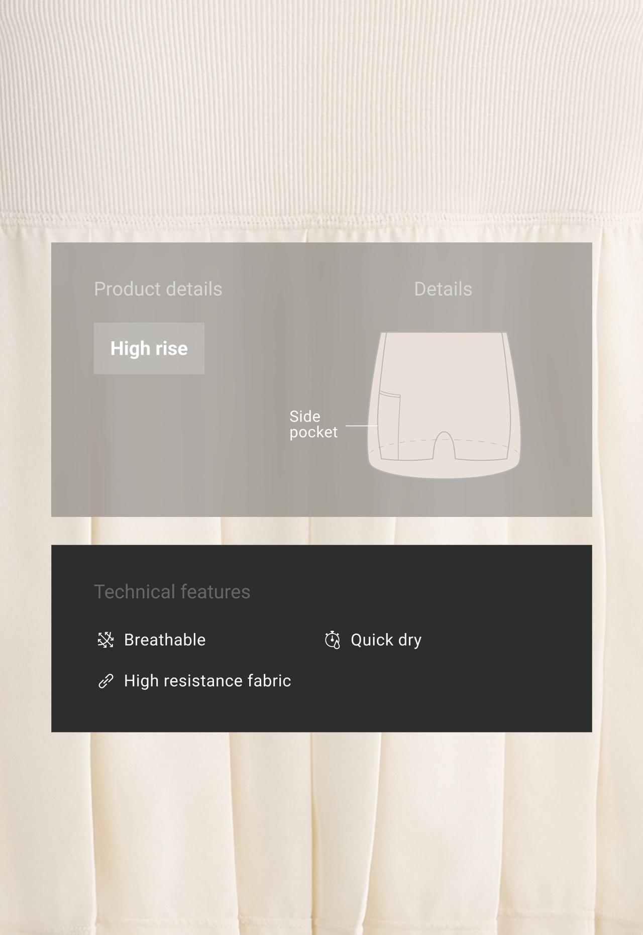 Pleated high-rise seamless short skirt — PALE ECRU