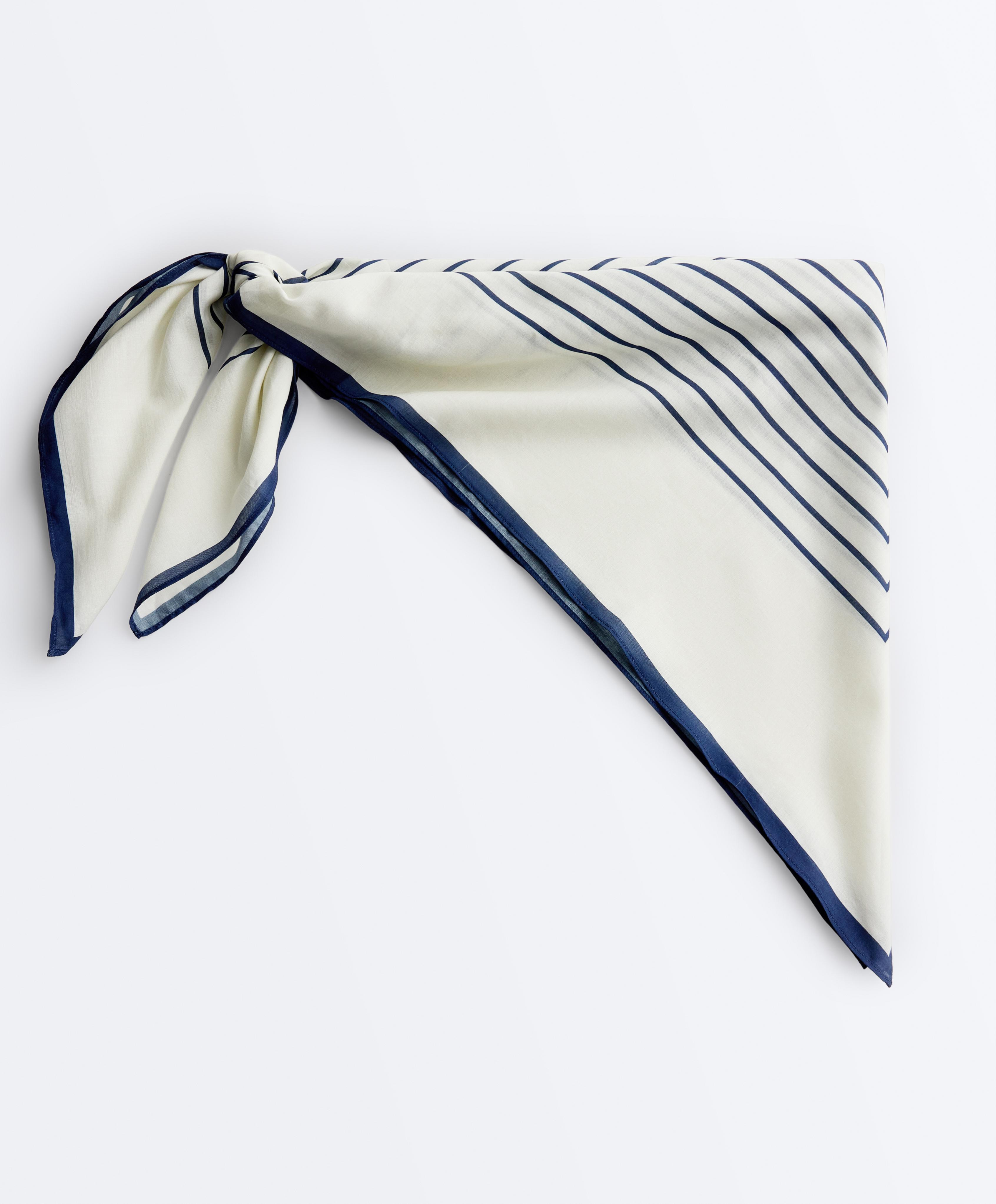100% cotton stripe scarf — NAVY BLUE