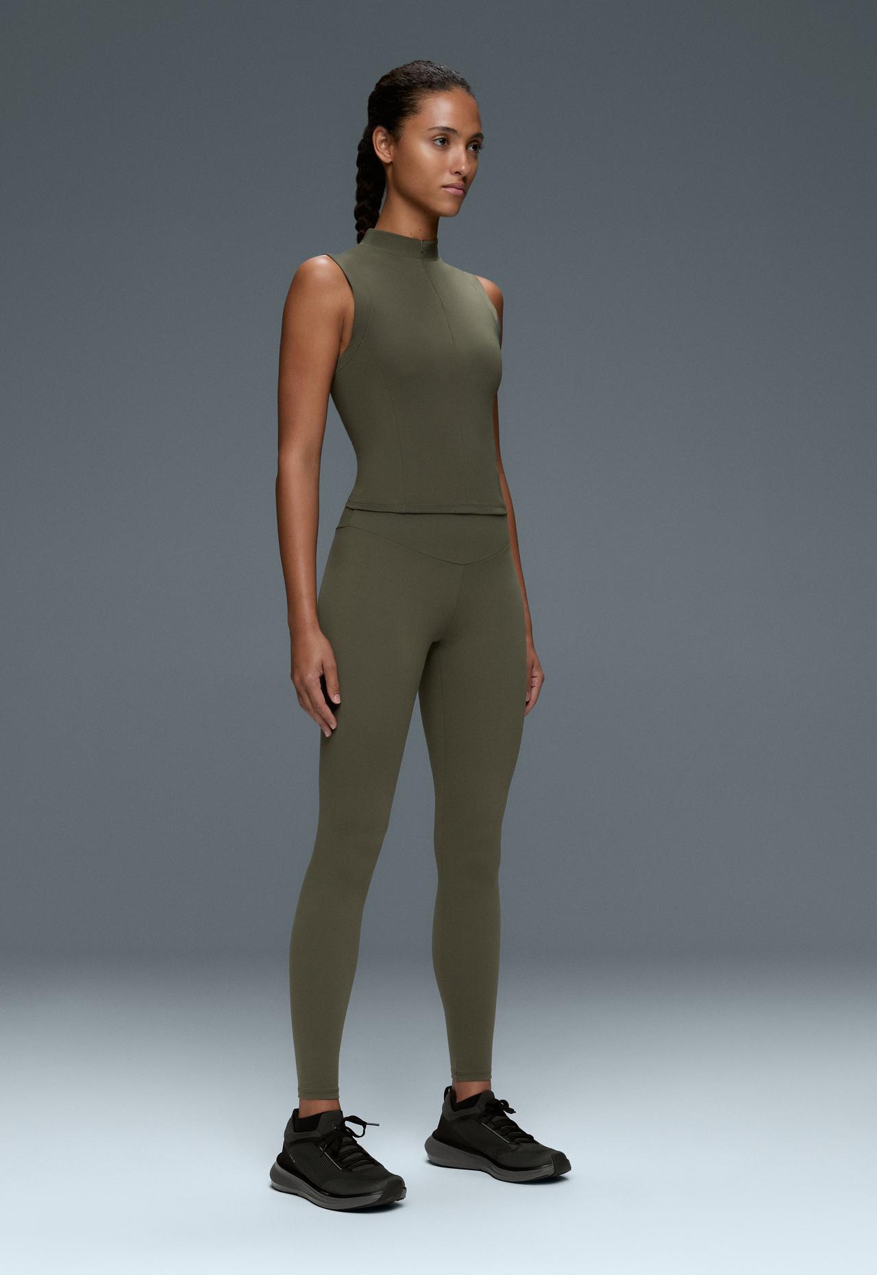 Comfortlux zip tank top — KHAKI