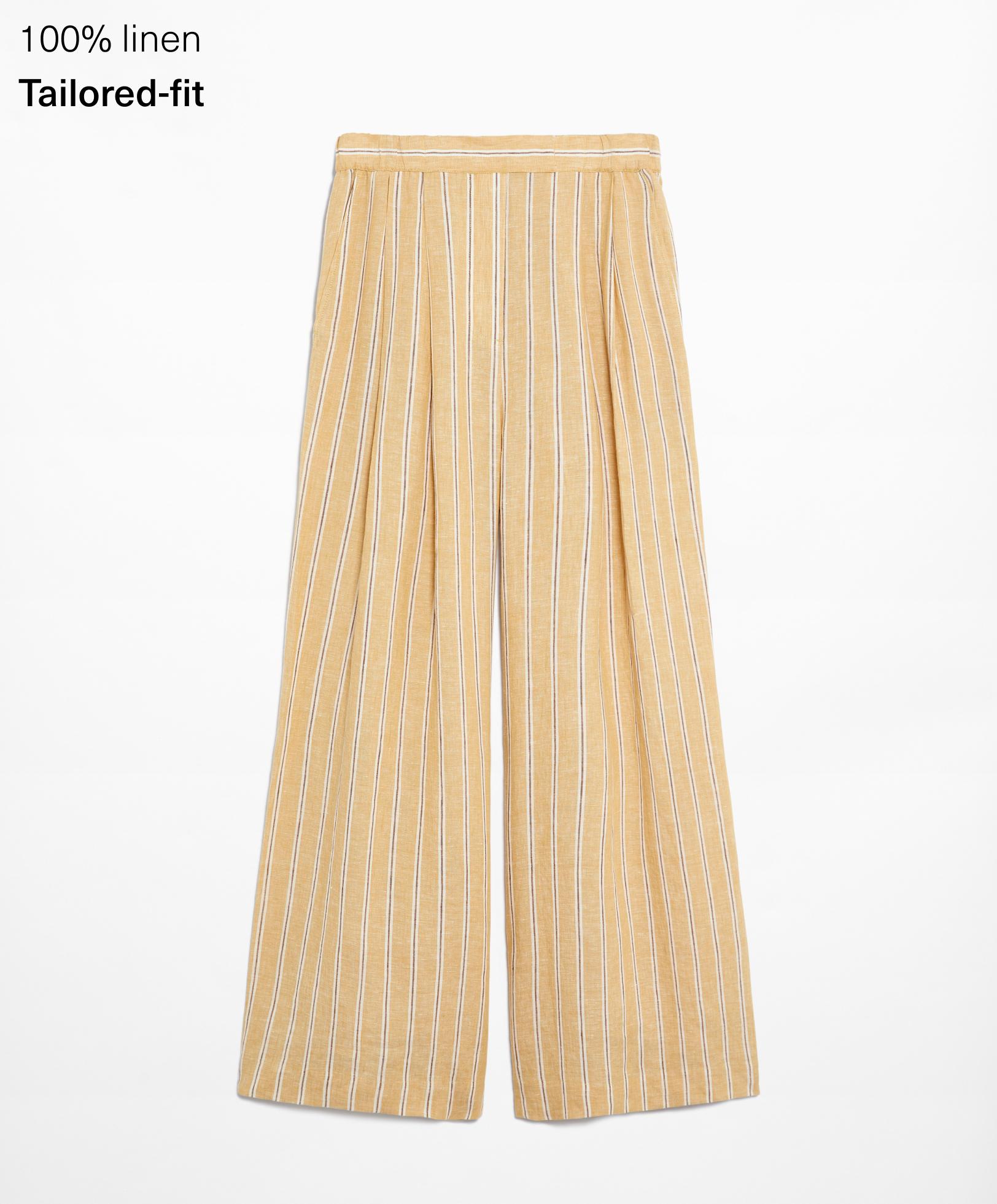 Tailored-fit 100% linen striped trousers - Sale