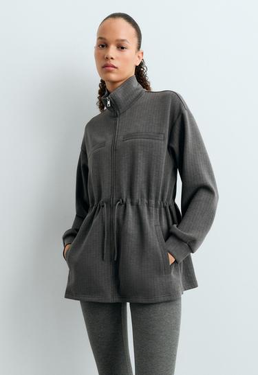 Long jacket with modal pinstripe print — ASPHALT GREY 3