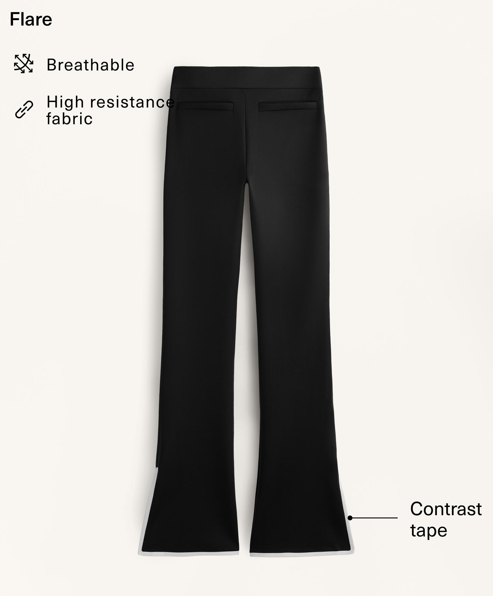 Contrast neoprene effect flare trousers