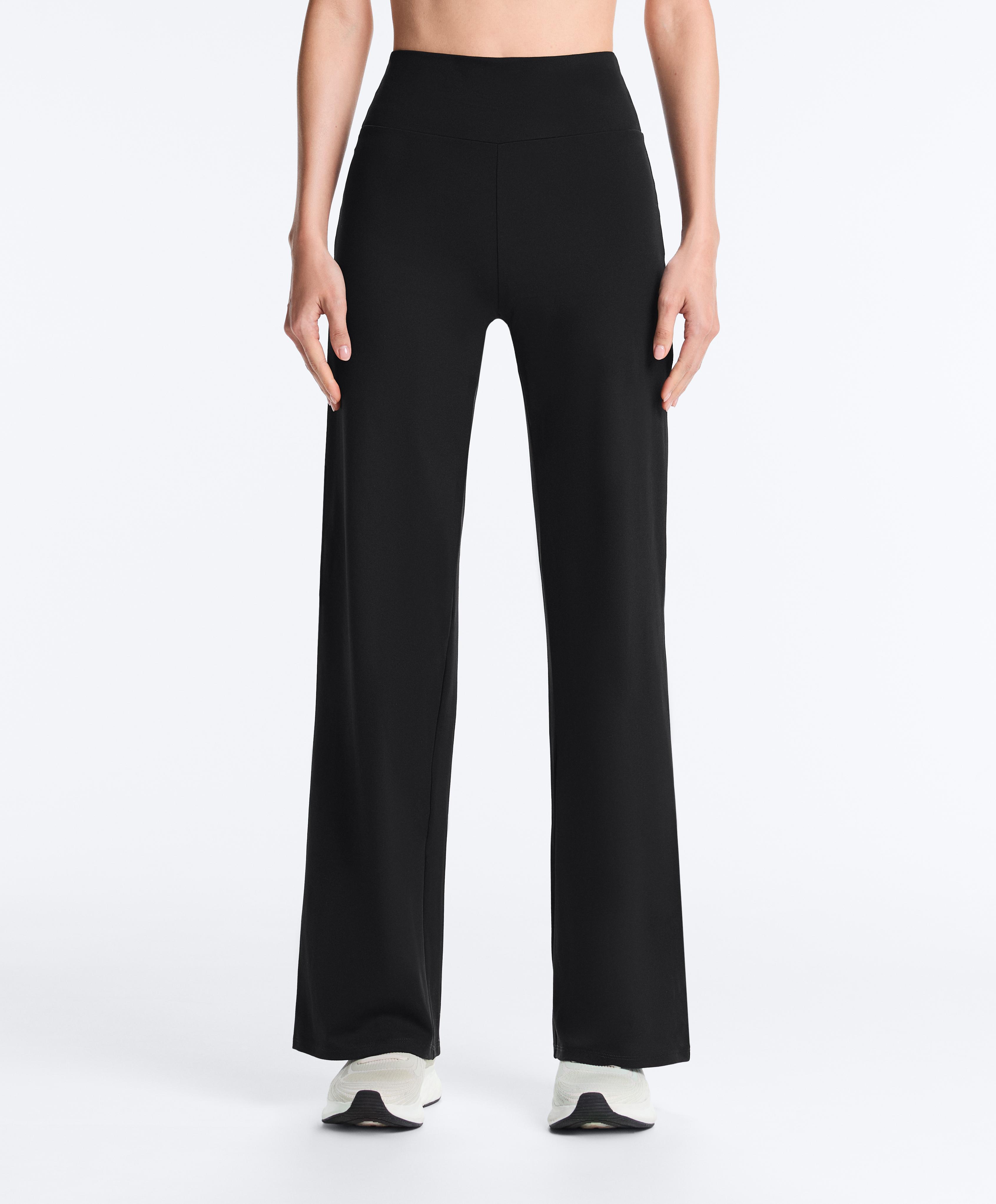 High-rise Comfortlux straight-leg trousers — BLACK