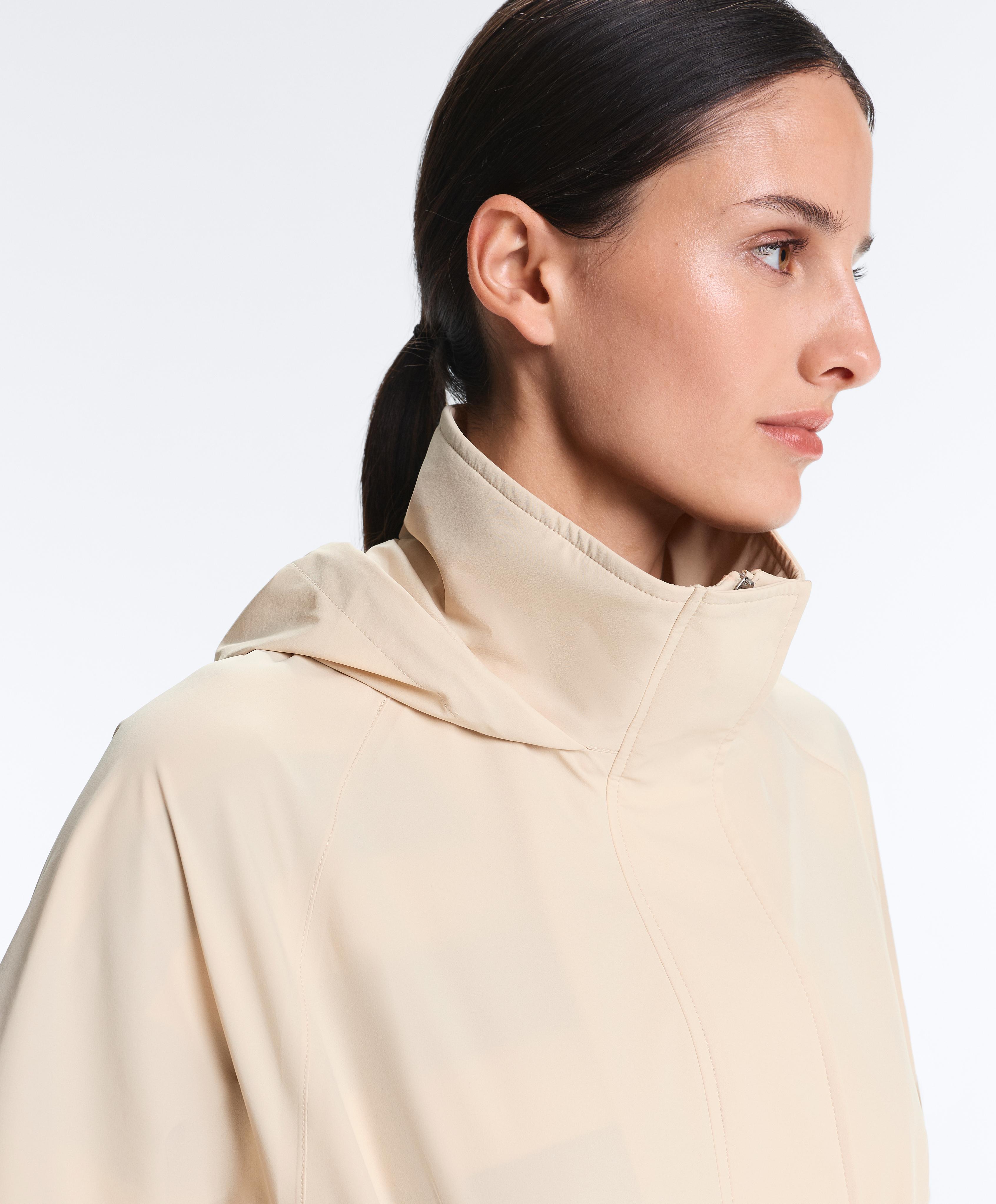 Long extra lightweight 10k waterproof jacket — PALE BEIGE