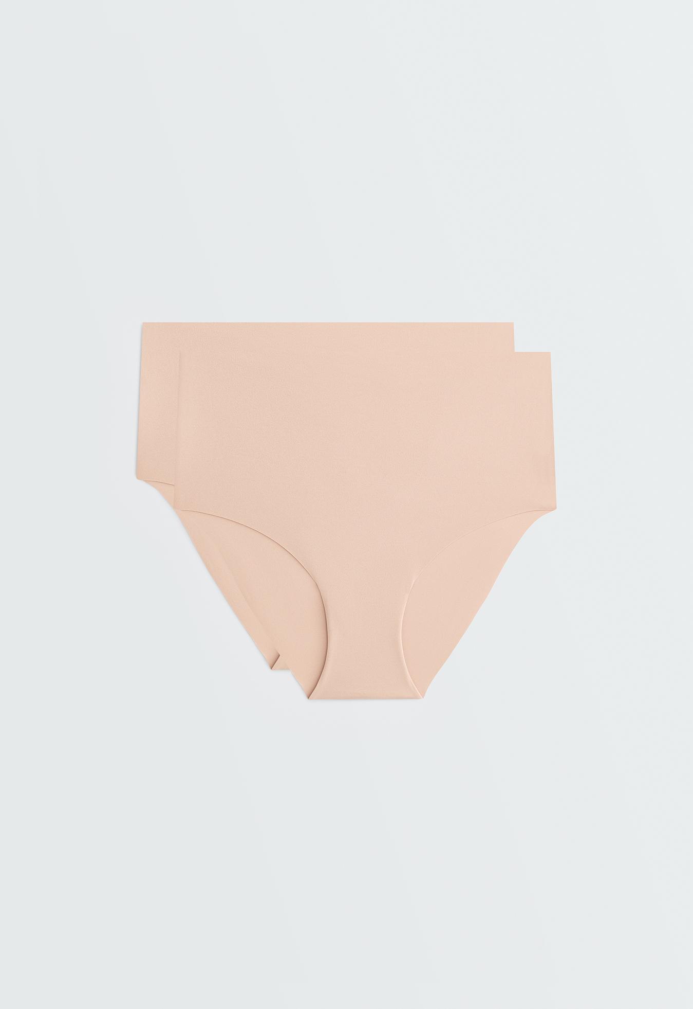 2 invisible polyamide blend mid-rise classic briefs — BEIGE