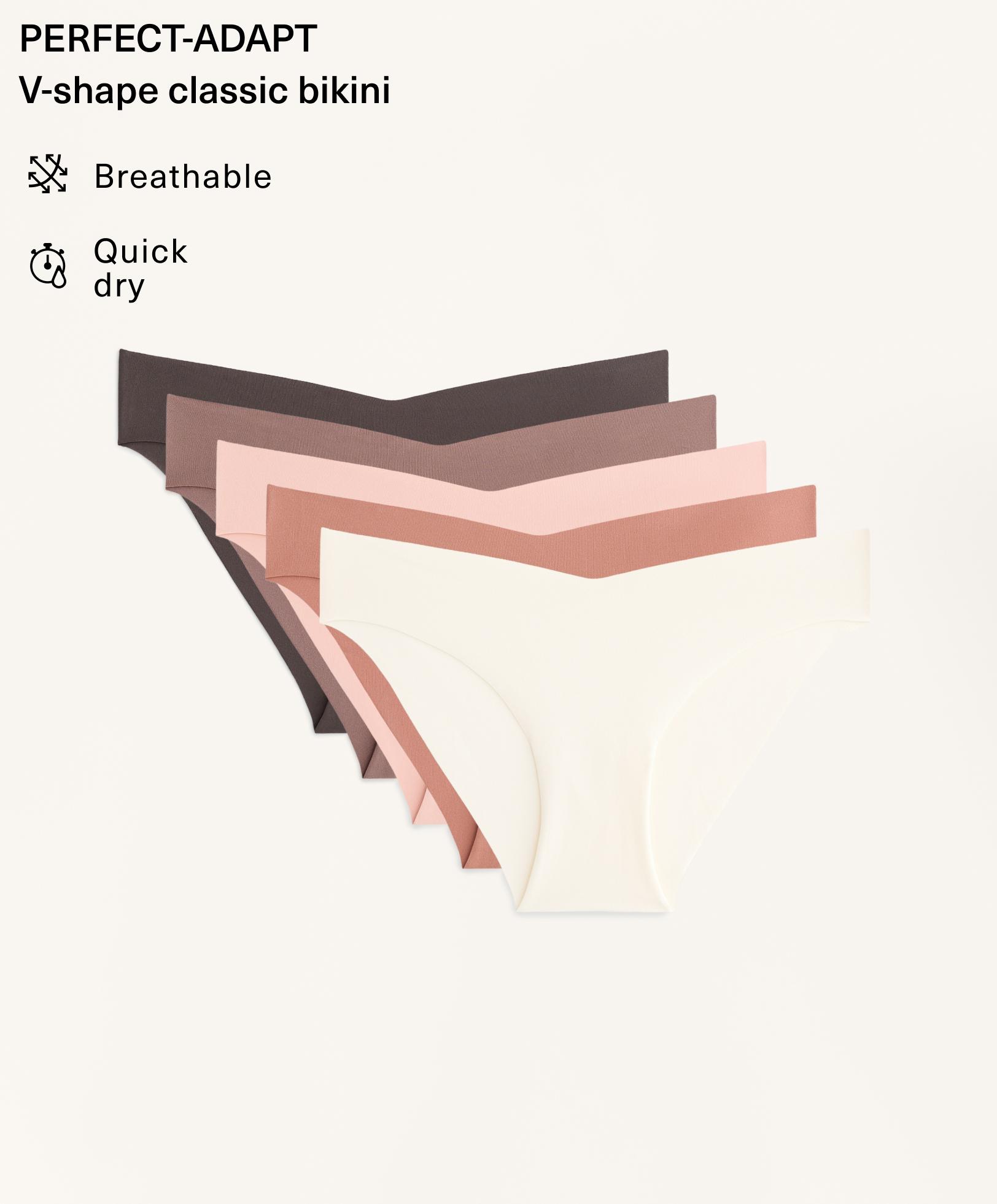 5 سراويل بيكيني كلاسيكية بقصة U ممزوجة بالبولي أميد