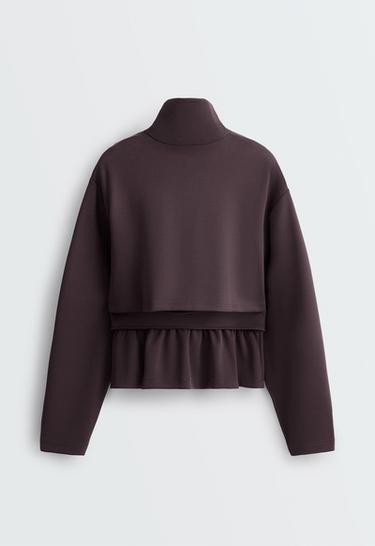 Short piqué jacket with belt and modal — Purplish brown 8