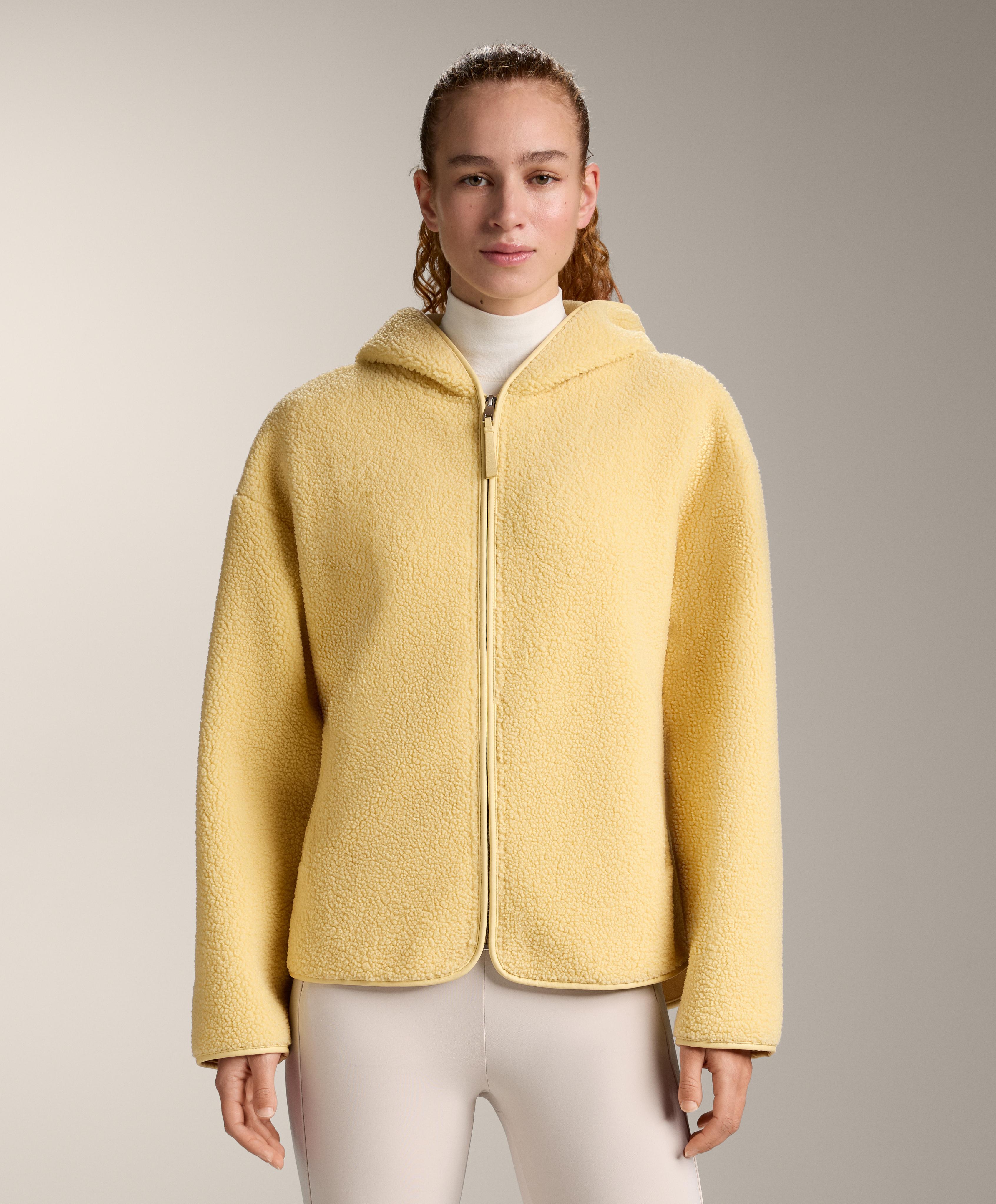 Faux-shearling jacket with hood — YELLOW