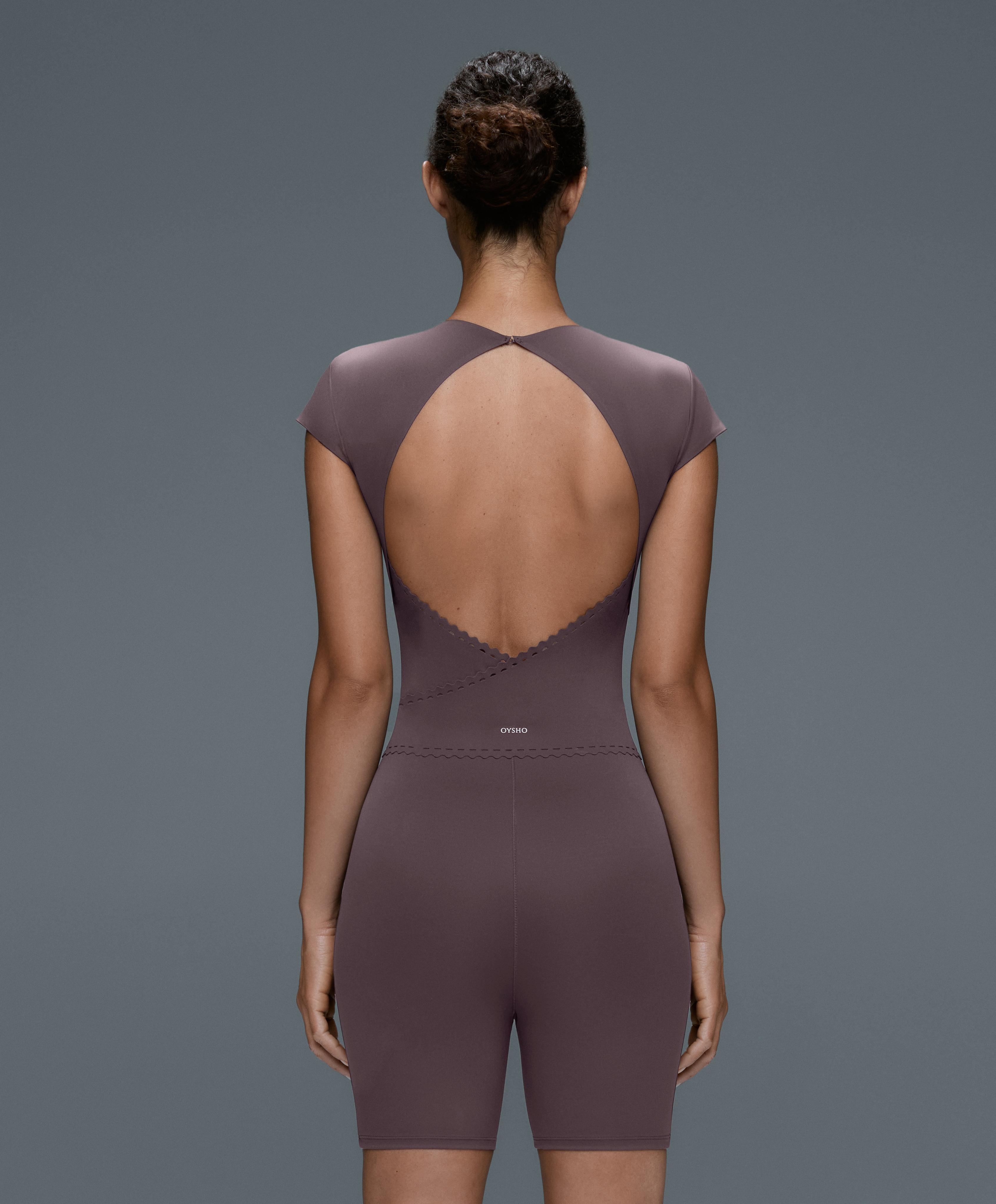 Perfect-adapt short-sleeved playsuit — Purplish brown