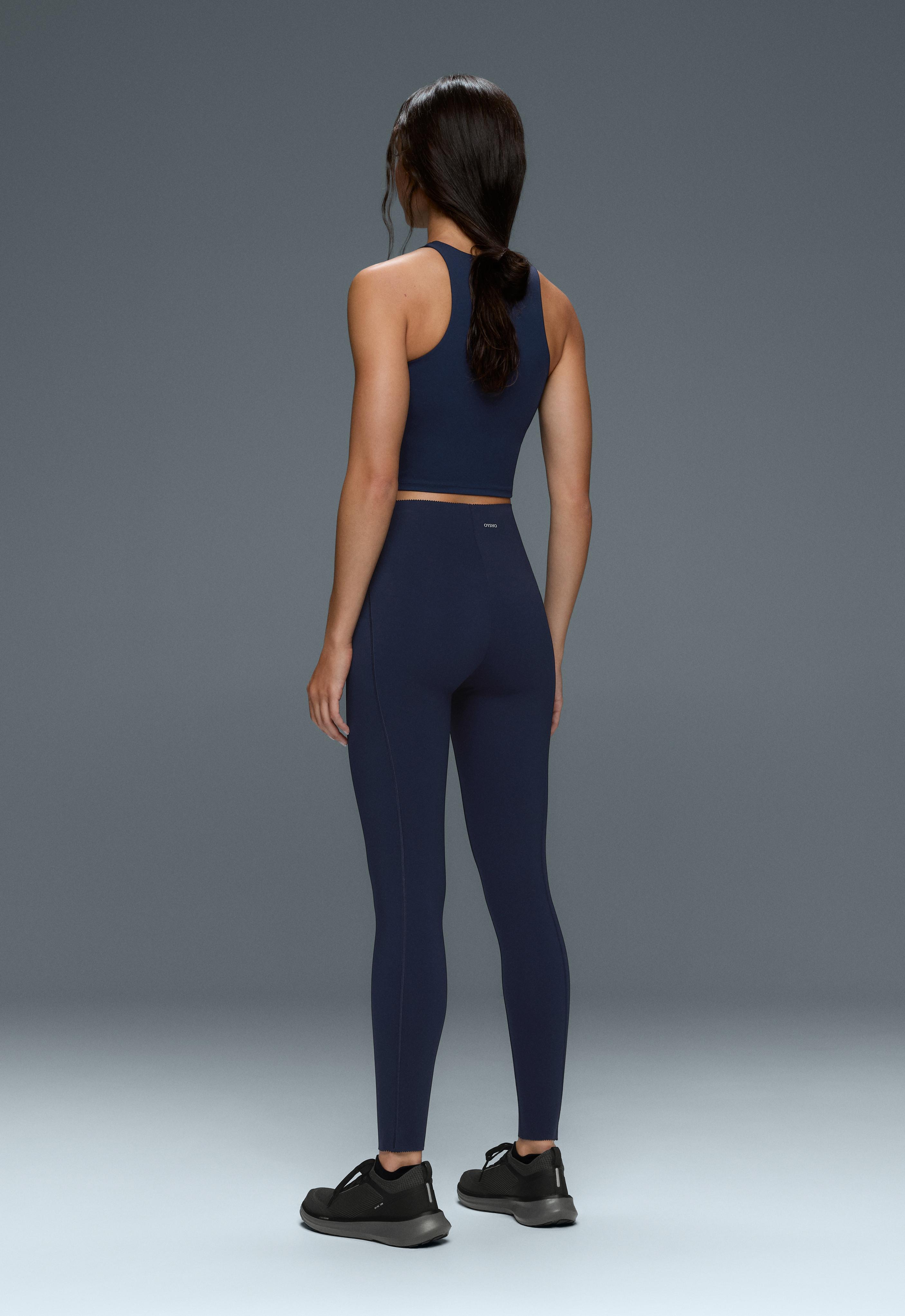 Compressive halter tank top — NAVY BLUE