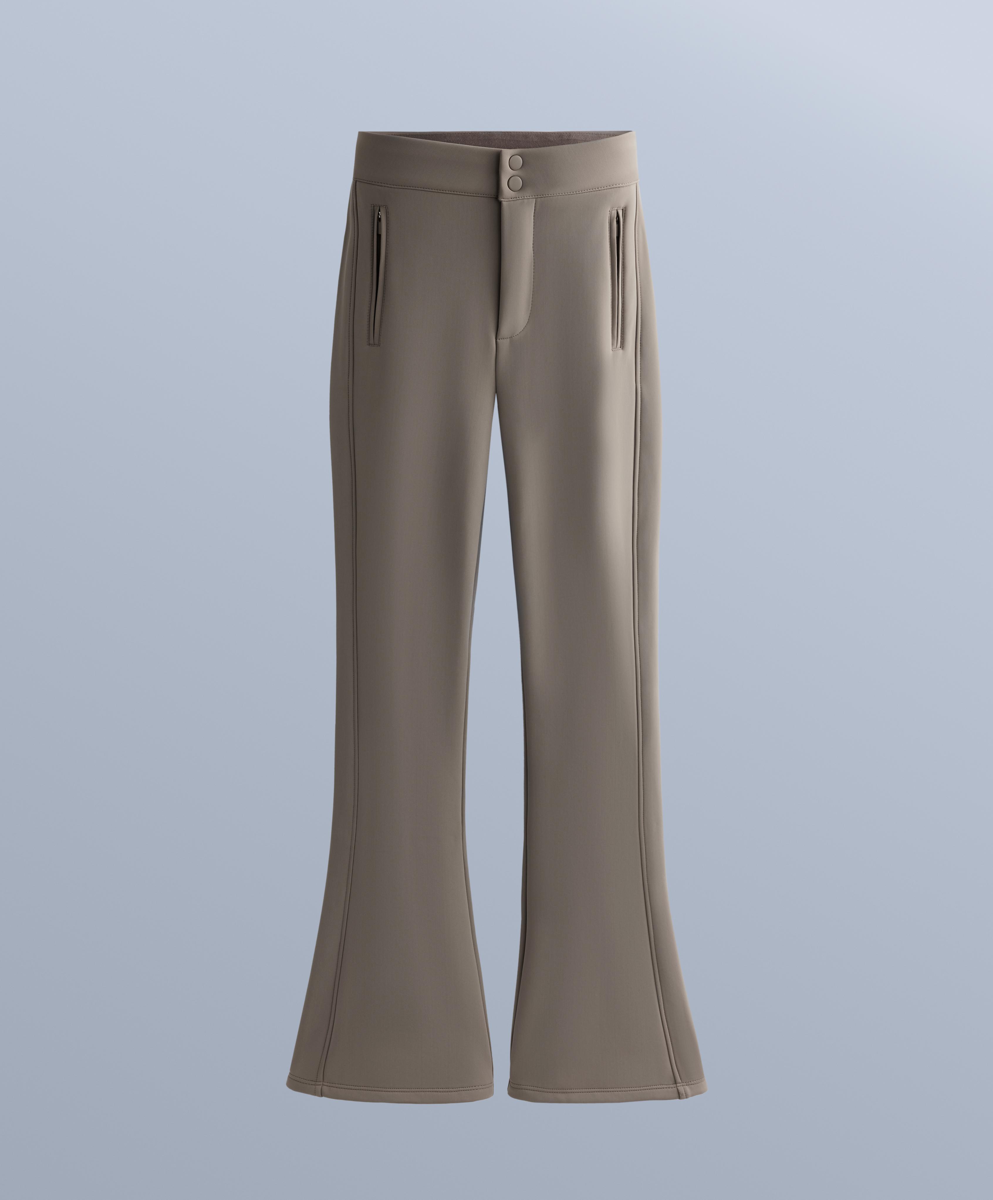 Water-resistant flare stretch SKI trousers — DARK TAUPE