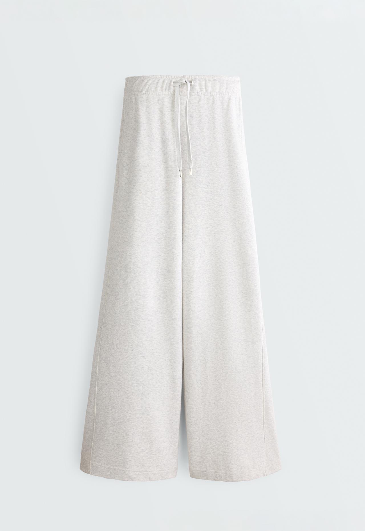 Heathered cotton straight-leg trousers — PALE GREY MELANGE