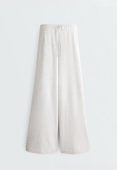 Heathered cotton straight-leg trousers — PALE GREY MELANGE 7