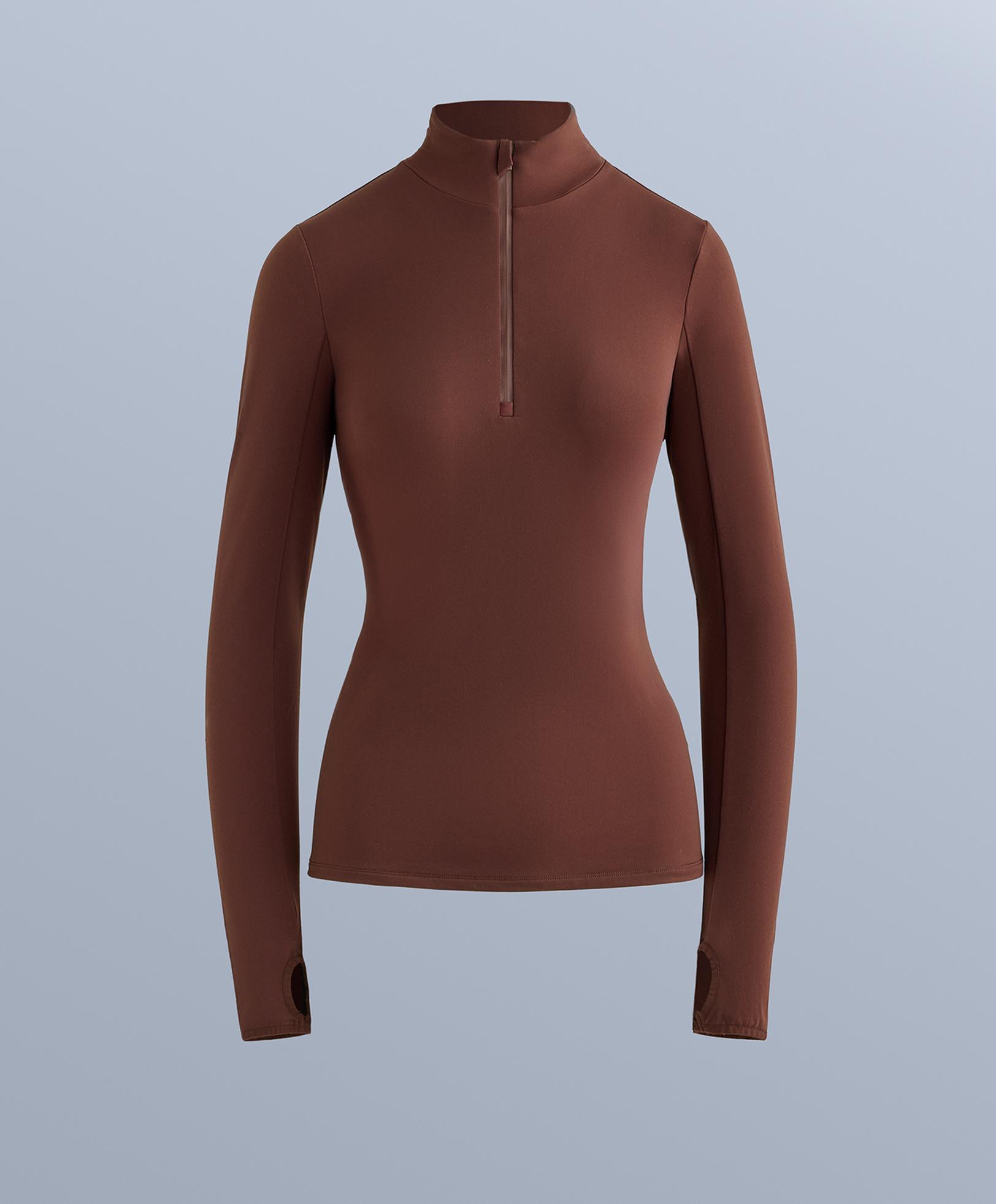 Thermal base layer half-zip top — BURGUNDY