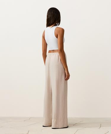 100% linen straight-leg trousers — SAND MELANGE 7
