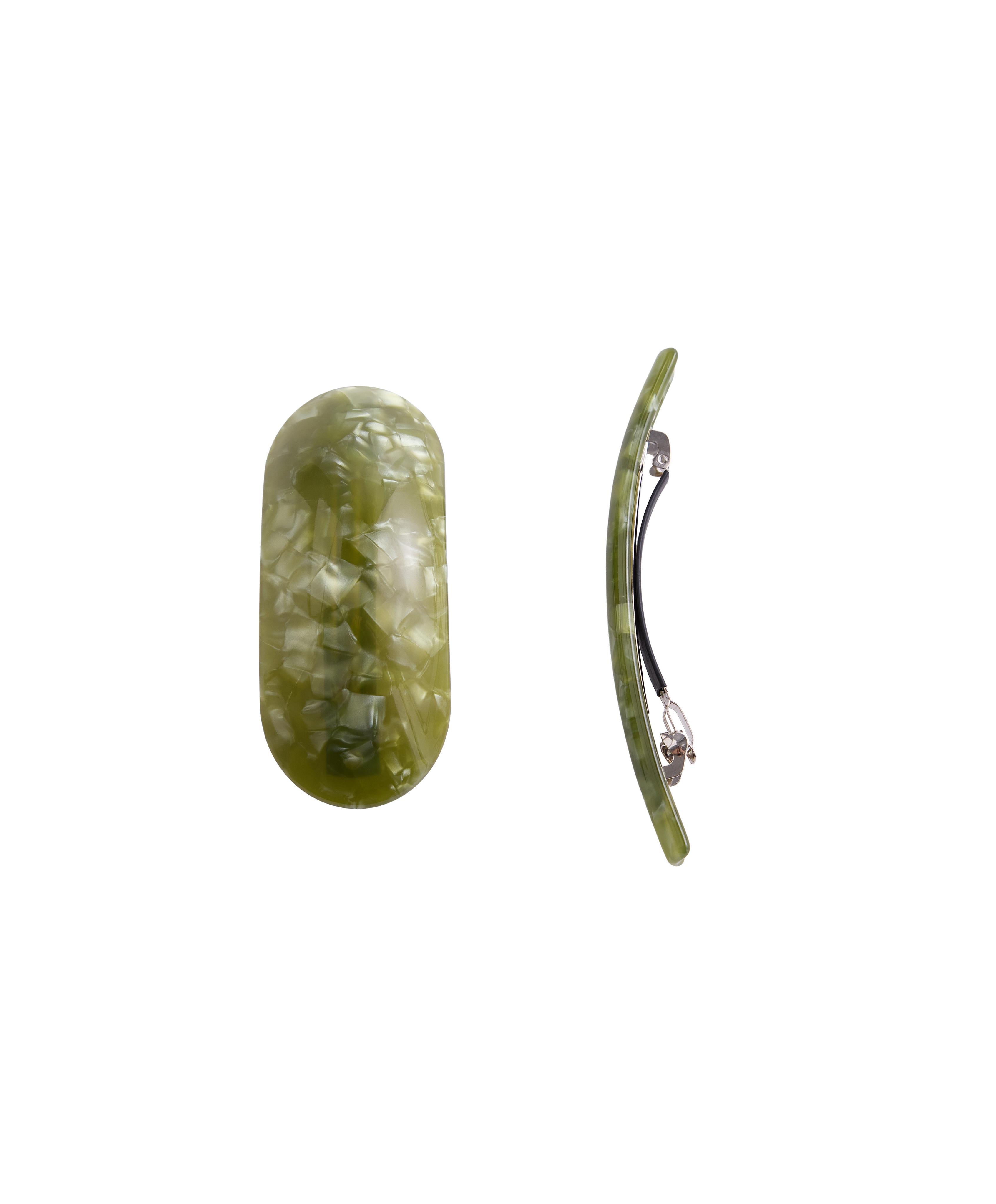 2 faux-tortoiseshell hair slides — KHAKI-GREY