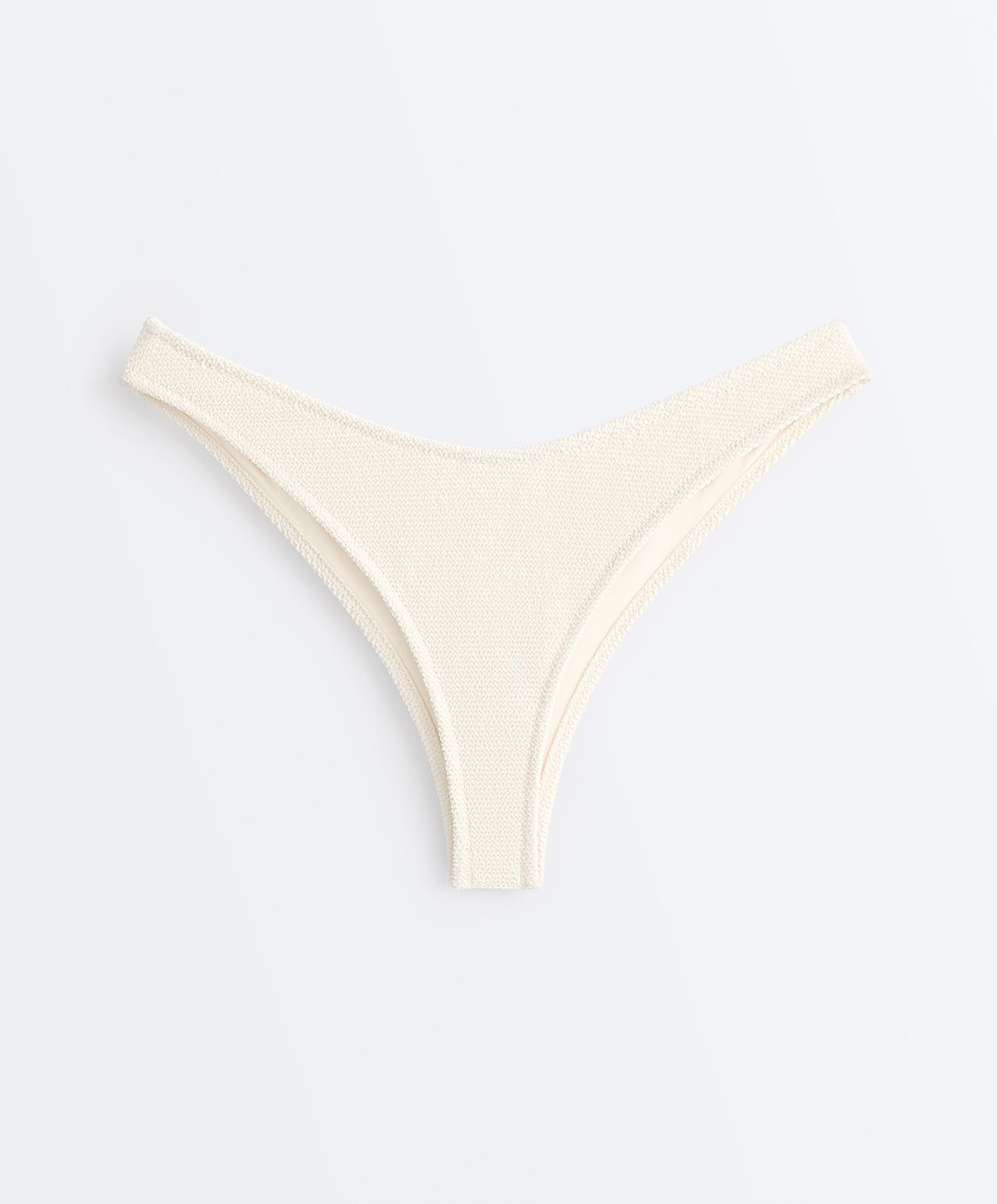 U-cut crinkle Brazilian bikini briefs — ECRU
