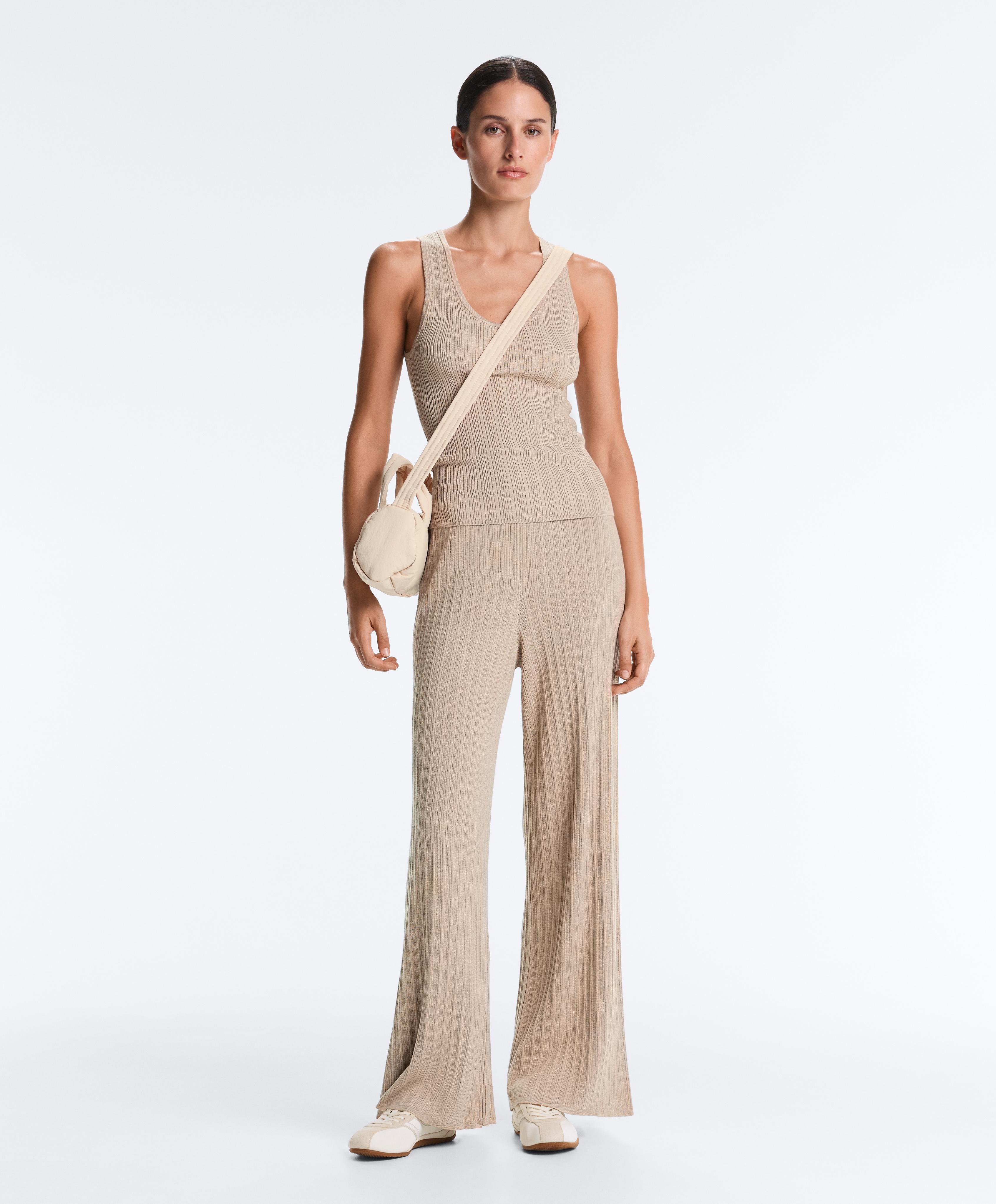 Fitted ribbed knit top — SANDY