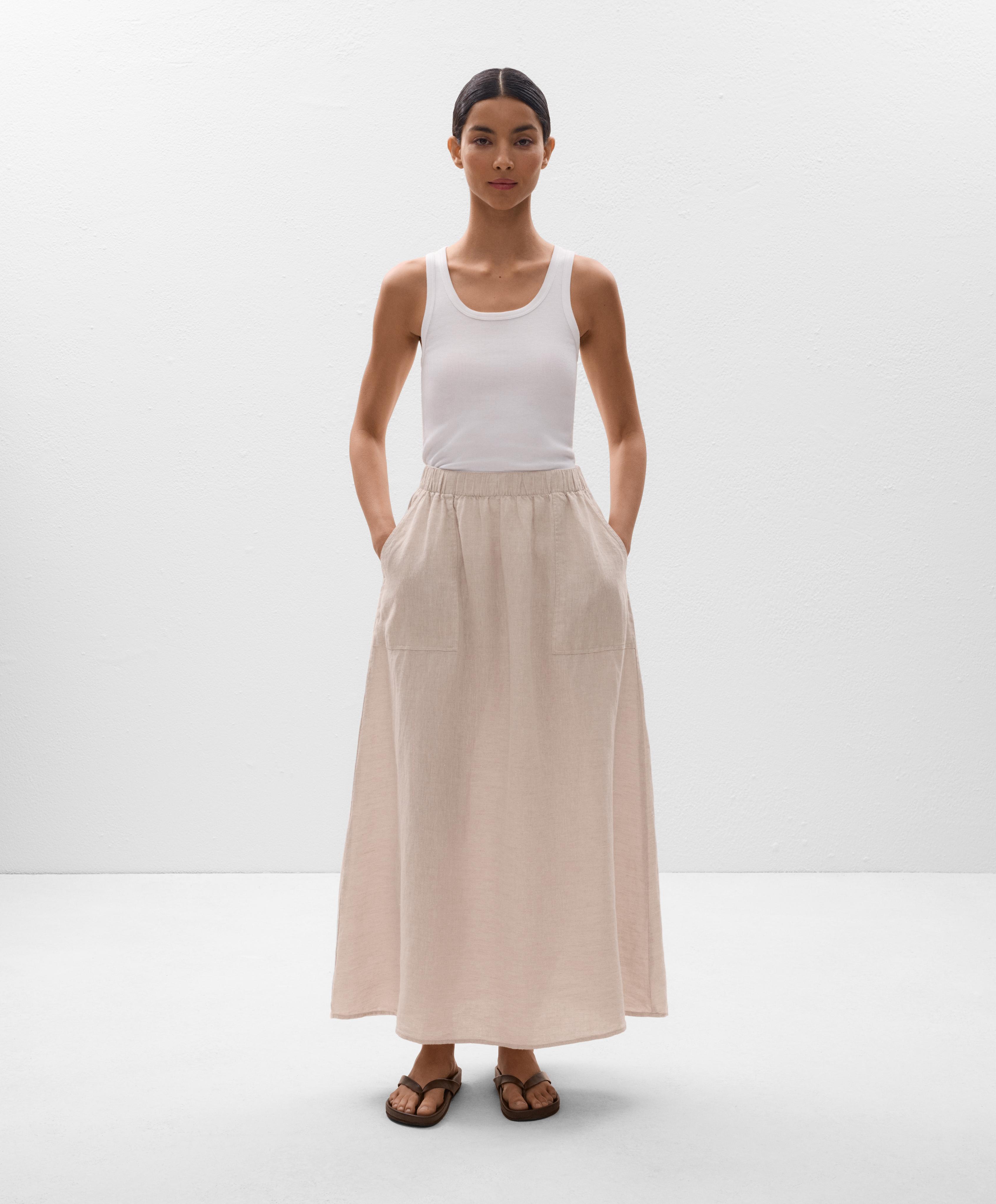100% Linen Cargo Maxi Skirt