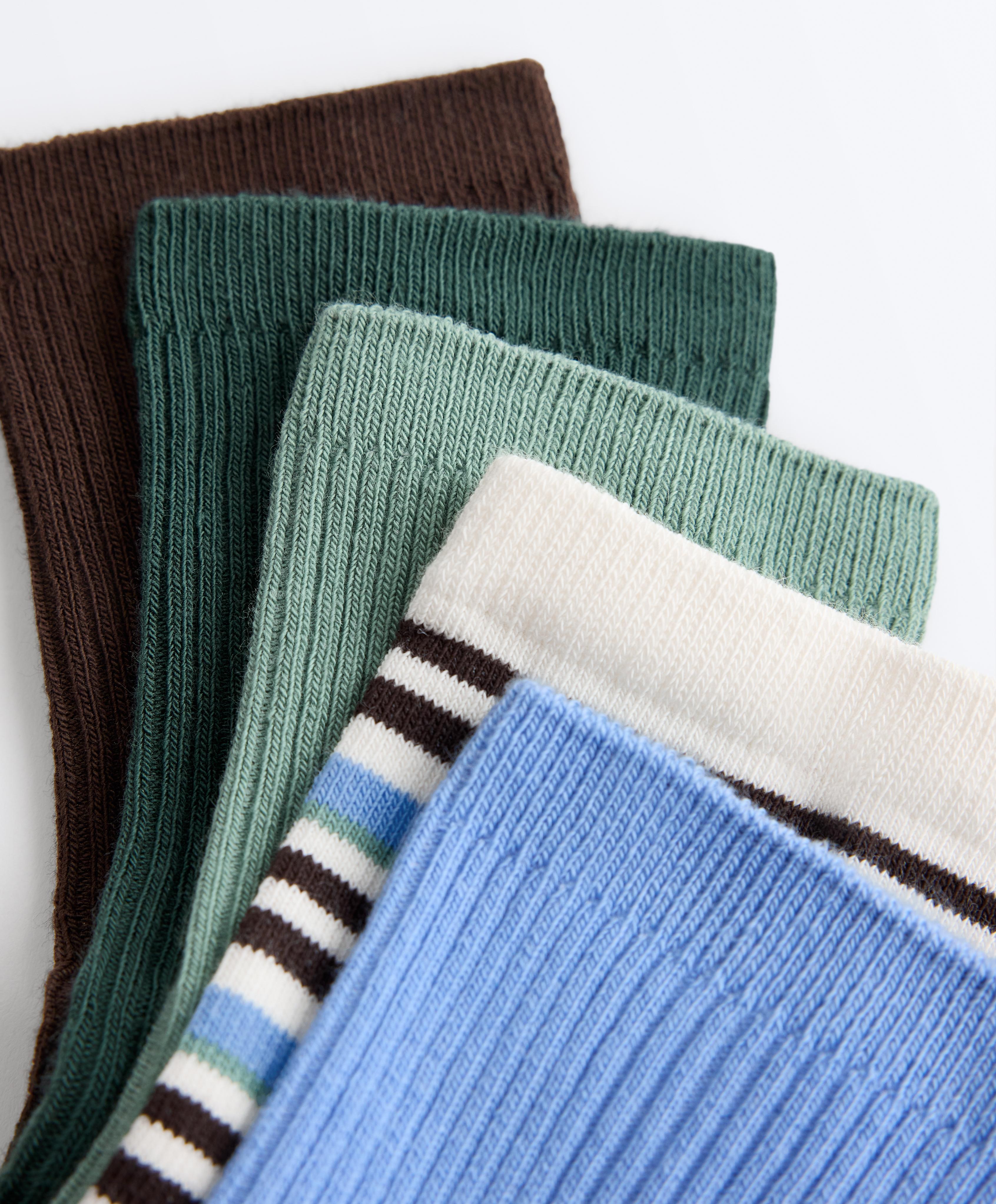 5 pairs of cotton blend quarter socks — SEA GREEN