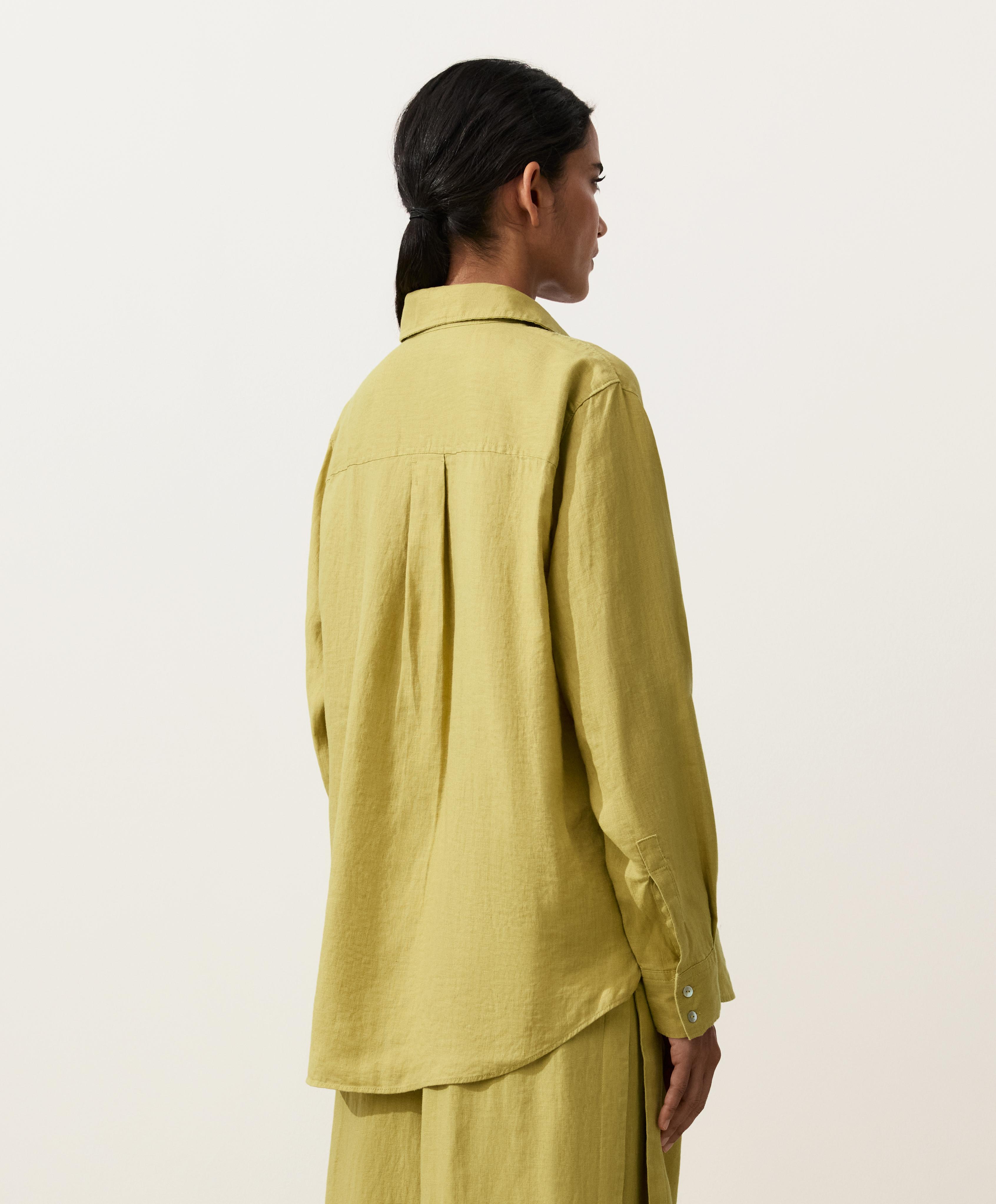 100% linen relaxed shirt — LIME GREEN