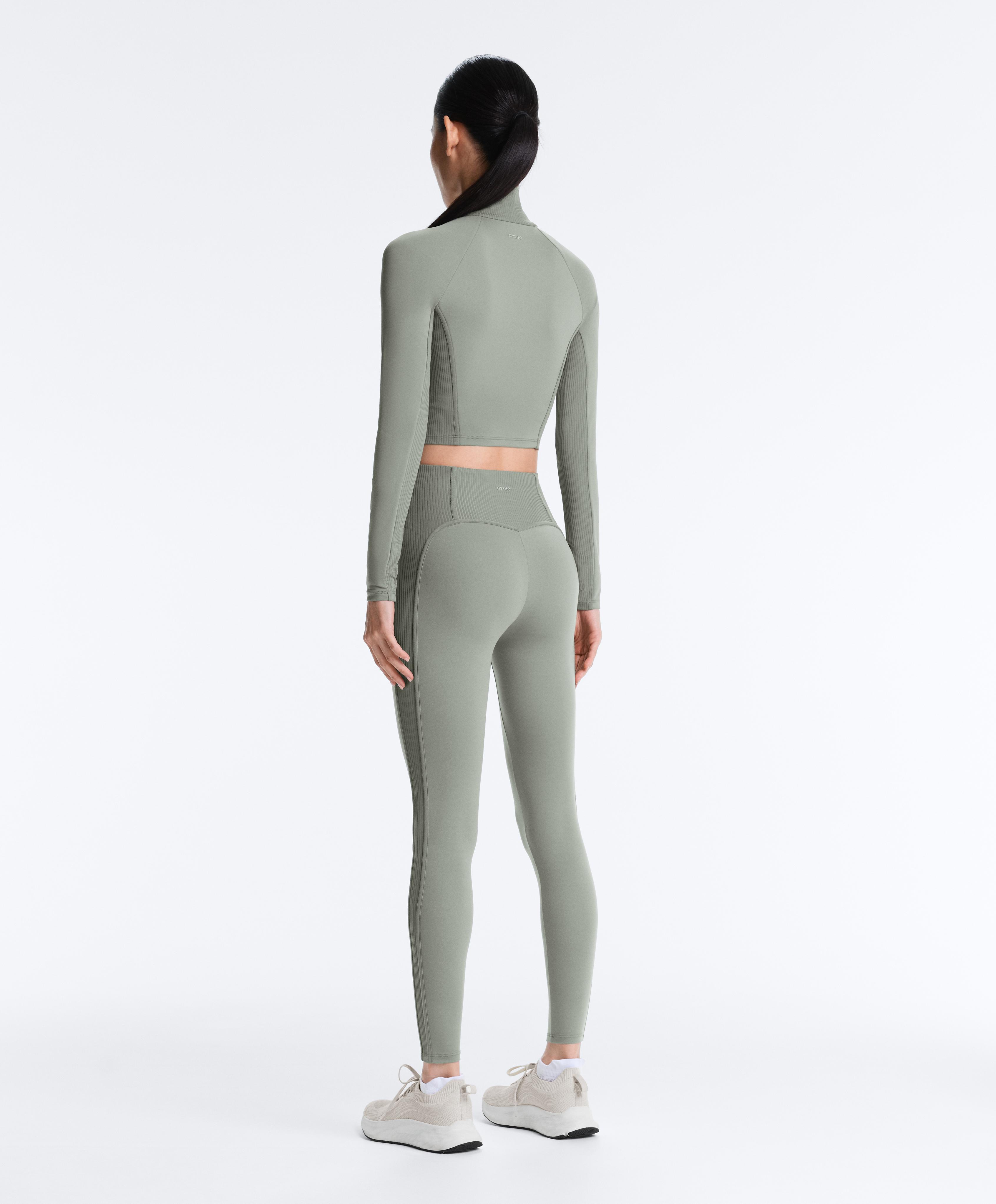 Khaki ankle-length rib high rise Comfortlux total look