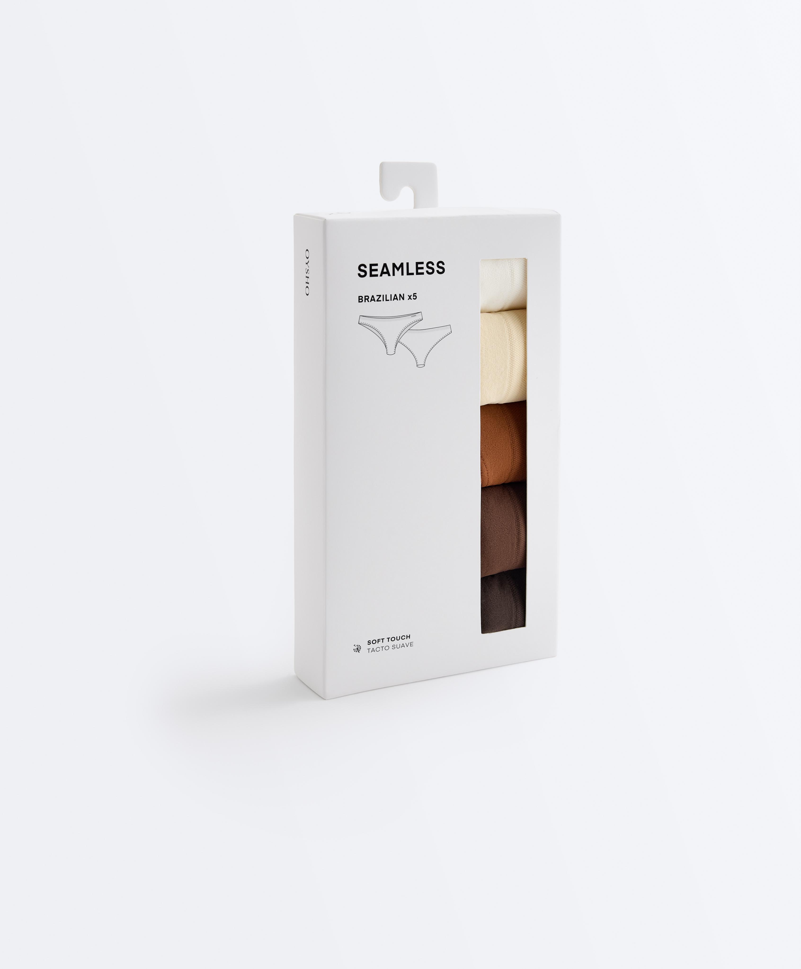 5 polyamide-blend seamless Brazilian briefs — COCOA
