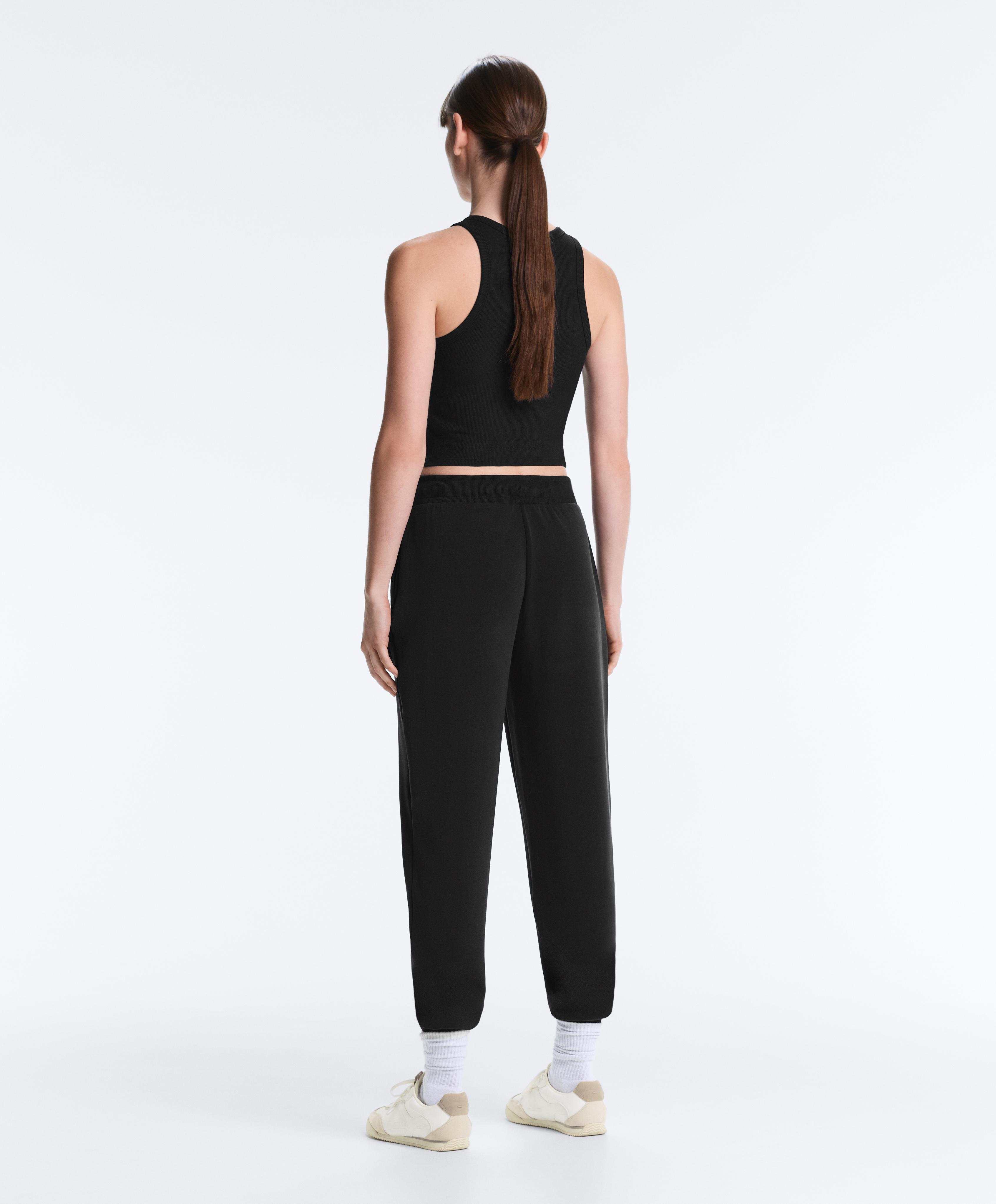 Rib modal blend long tank top — BLACK