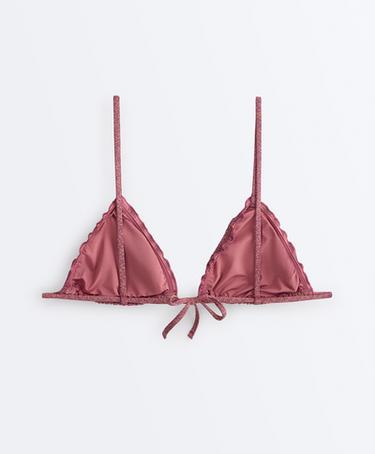 Metallic thread triangle bikini — DARK PINK 8