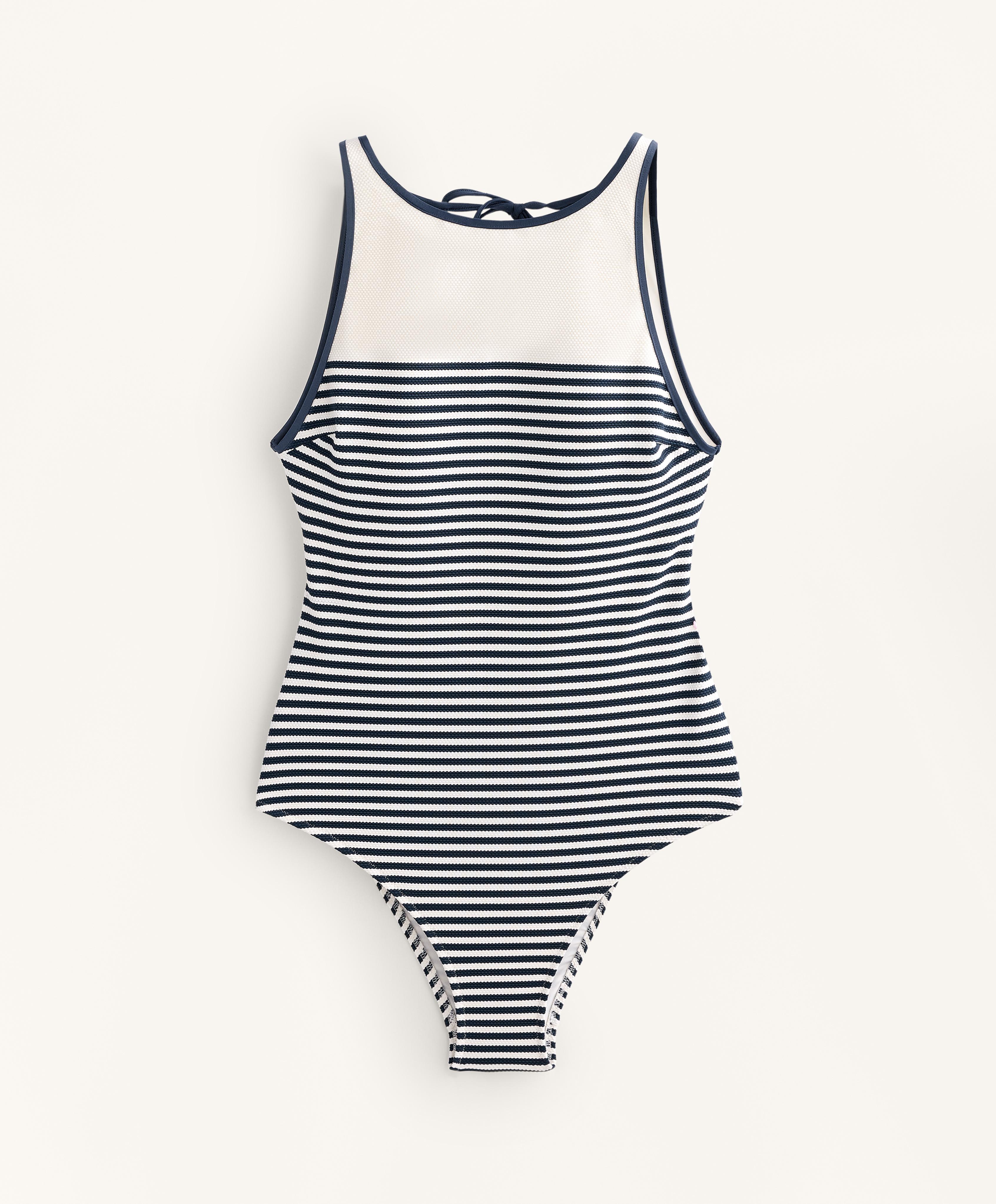 Maillot de bain halter avec structure à rayures Maillot de bain halter avec structure à rayures