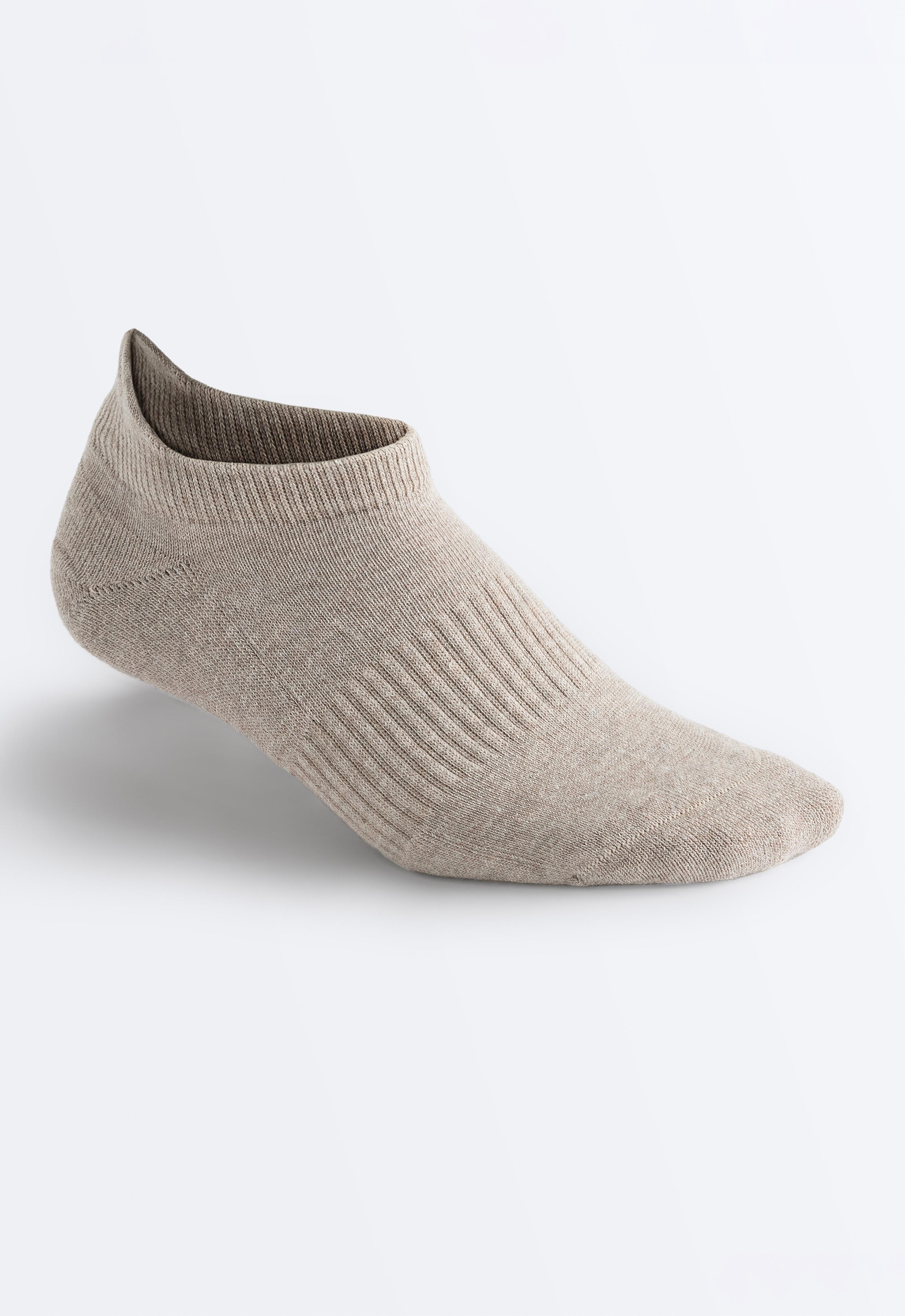 3 pairs of cotton blend sports sneaker socks with heel tab — TAN MELANGE